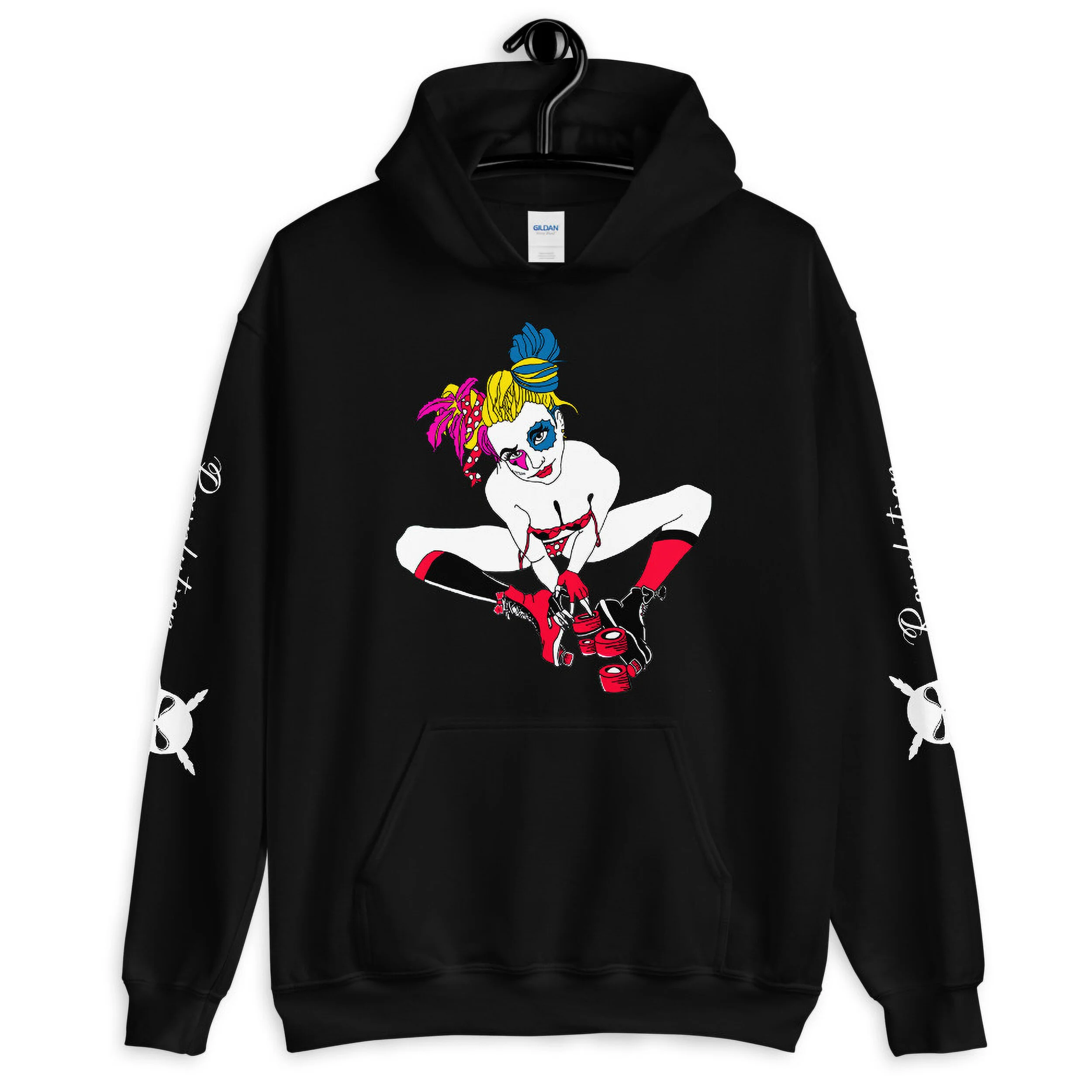 Harley-Quinn-JPEG_Lil-Monster-with-Logo-(Back-of-Sweatshirt)-PNG_Rosinlution_mockup_Front_On-Hanger_Black.jpg