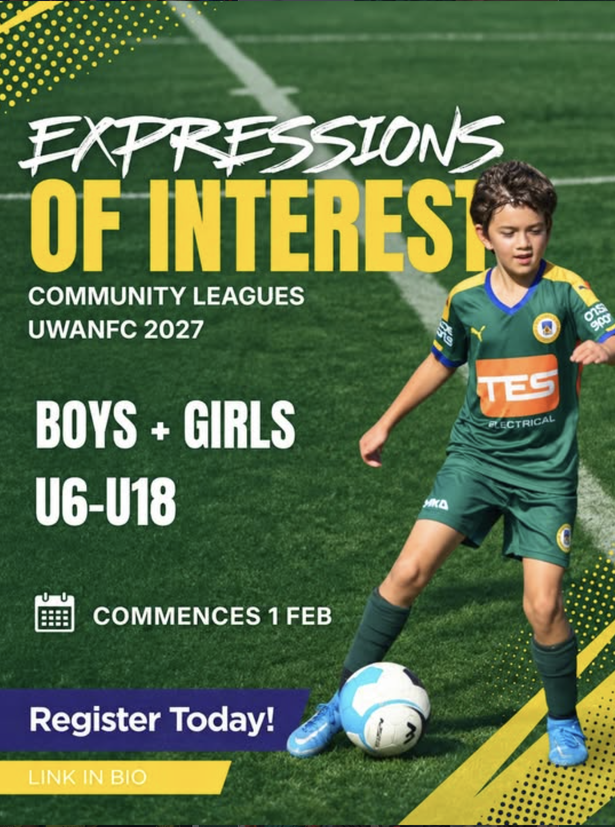 2027 BOYS &amp; GIRLS U6-U18 COMMUNITY LEAGUES – EXPRESSIONS OF INTEREST NOW OPEN!