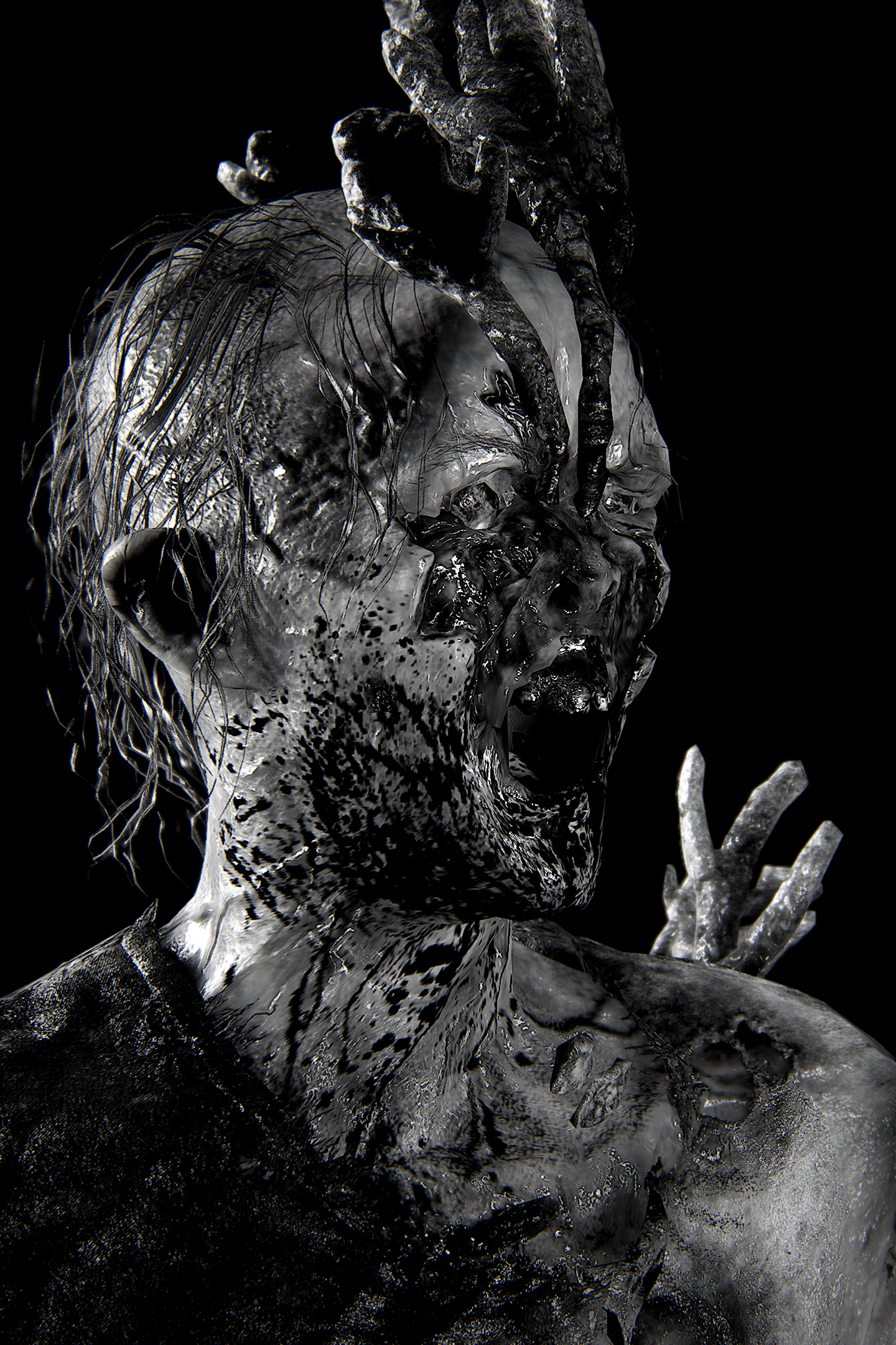 The Last of Us Part 1 | TLOU 1 | Photo Mode | Virtual Photography | #photomode #virtualphotography #portrait #blackandwhite |  Stalker close-up