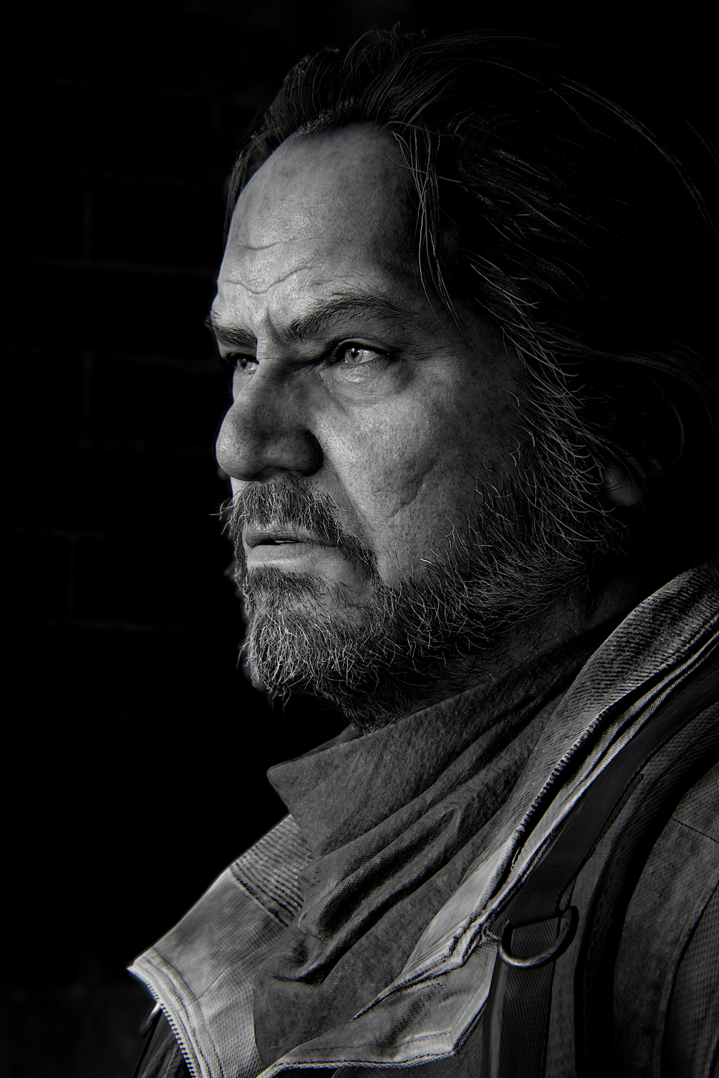The Last of Us Part 1 | TLOU 1 | Photo Mode | Virtual Photography | #photomode #virtualphotography #portrait #blackandwhite |  Bill photorealistic portrait