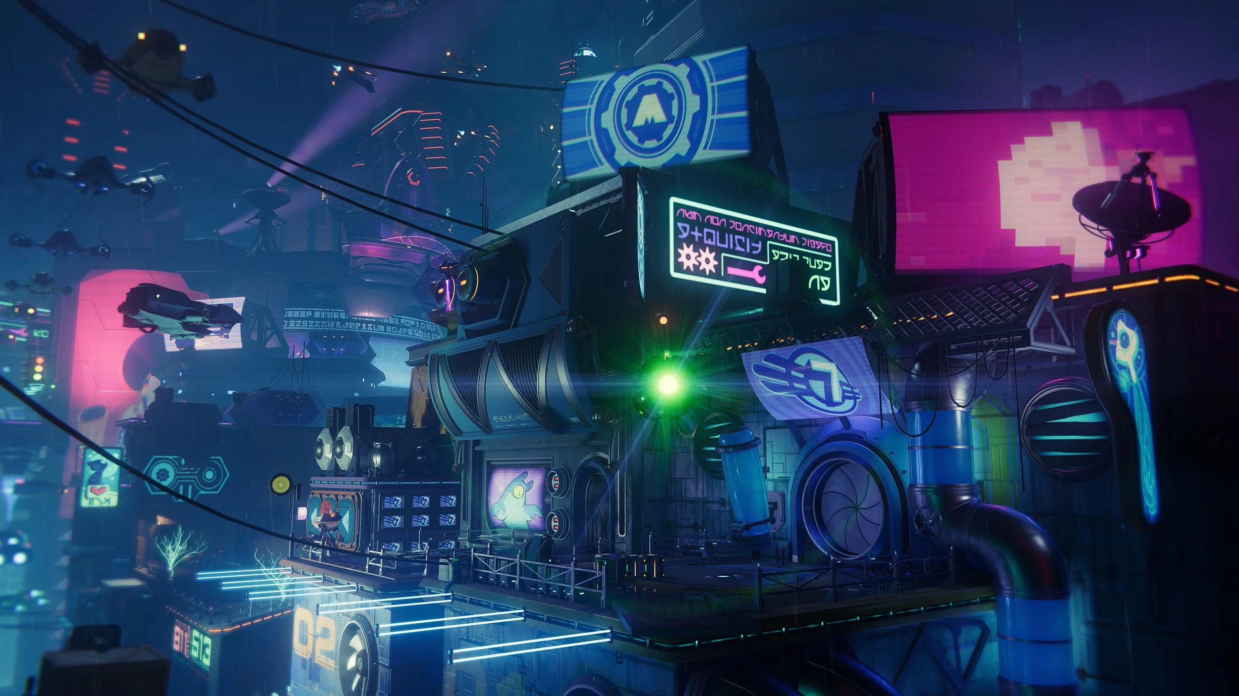 Ratchet & Clank Cyberpunk Neon scenery