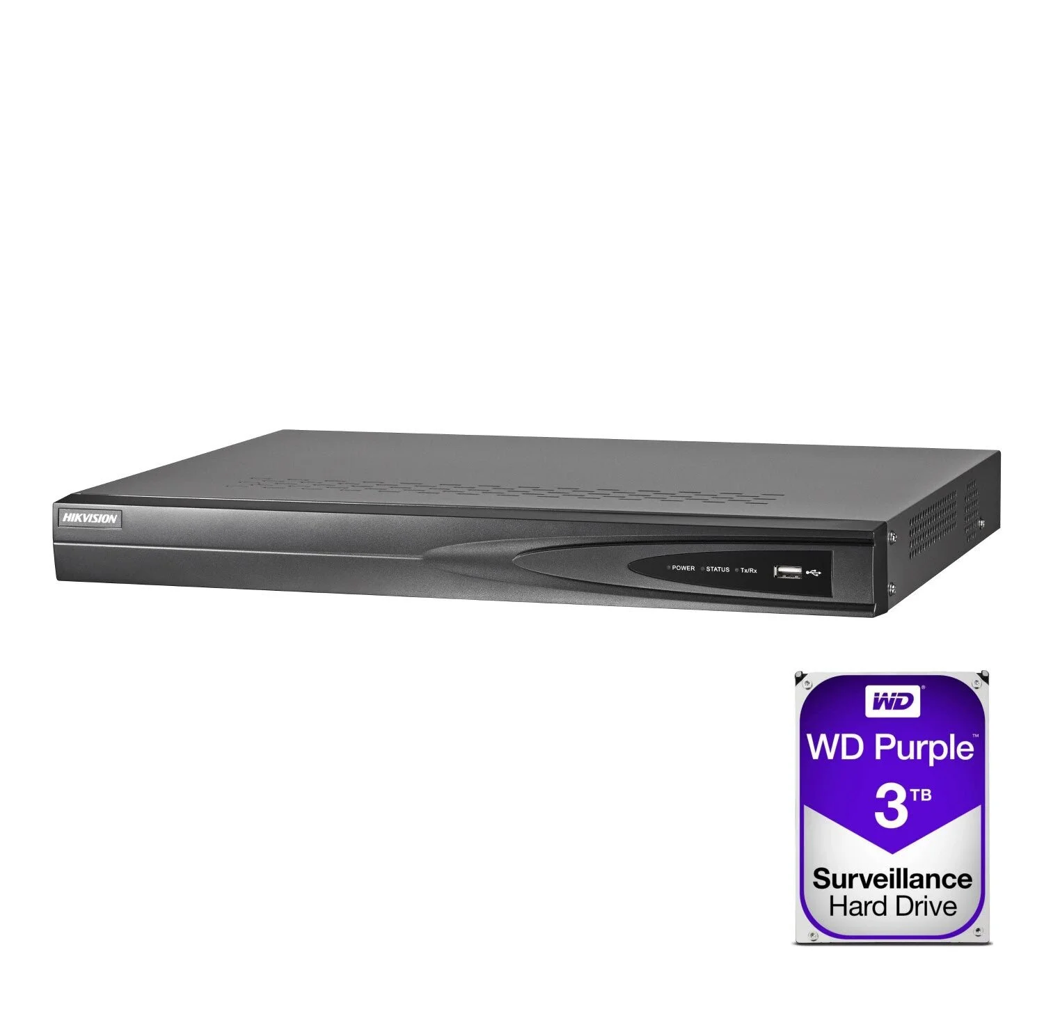 Hikvision DS-7604NI-K1-4P 4ch PoE CCTV NVR 4K 3TB Hard Drive