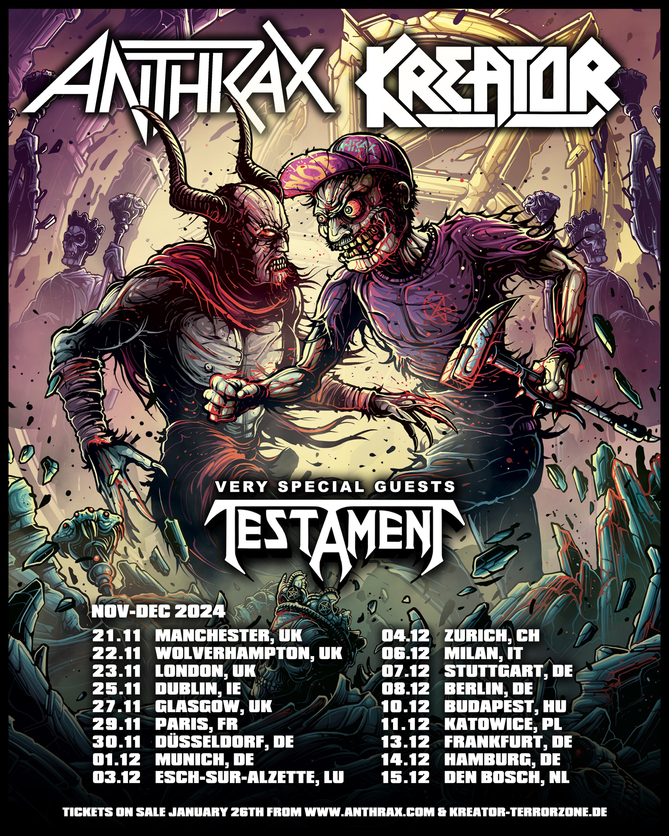 Anthrax &amp; Kreator announce co-headline 2024 tour