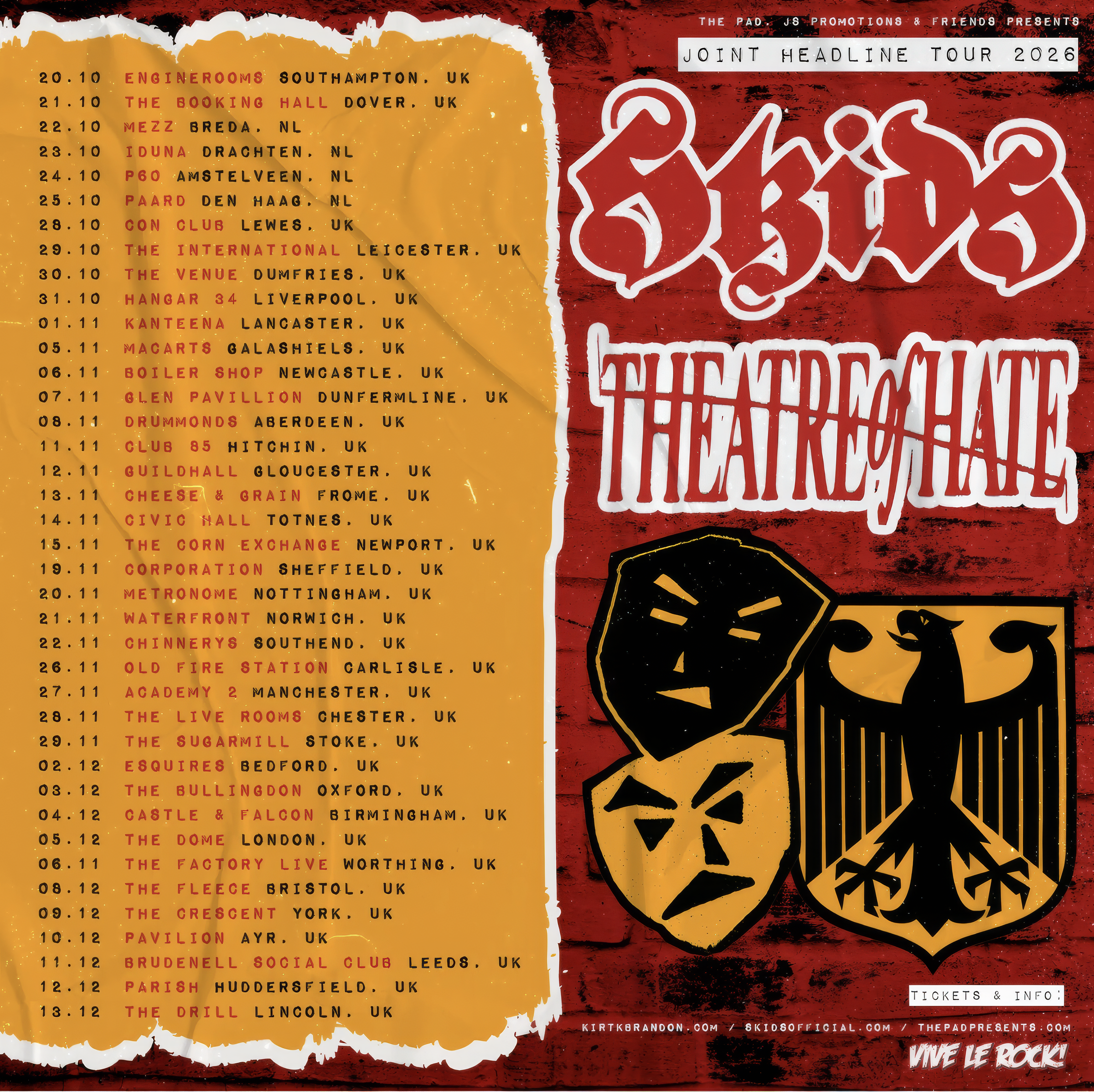 Skids &amp; Theatre of Hate embark on co-headline tour