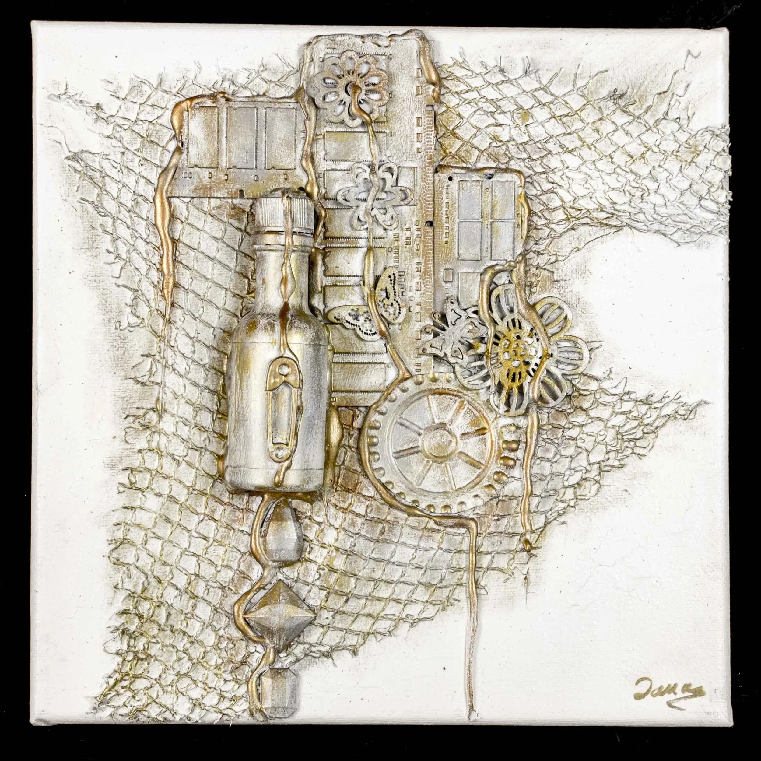 Good Old Times - 3D mixed media on canvas (12” x 12” white frame included)Price: $200 CAD