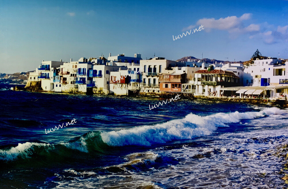 PIC#G-053 / MYKONOS, WHITE,BLUE&FUN@HEART — 20X30”