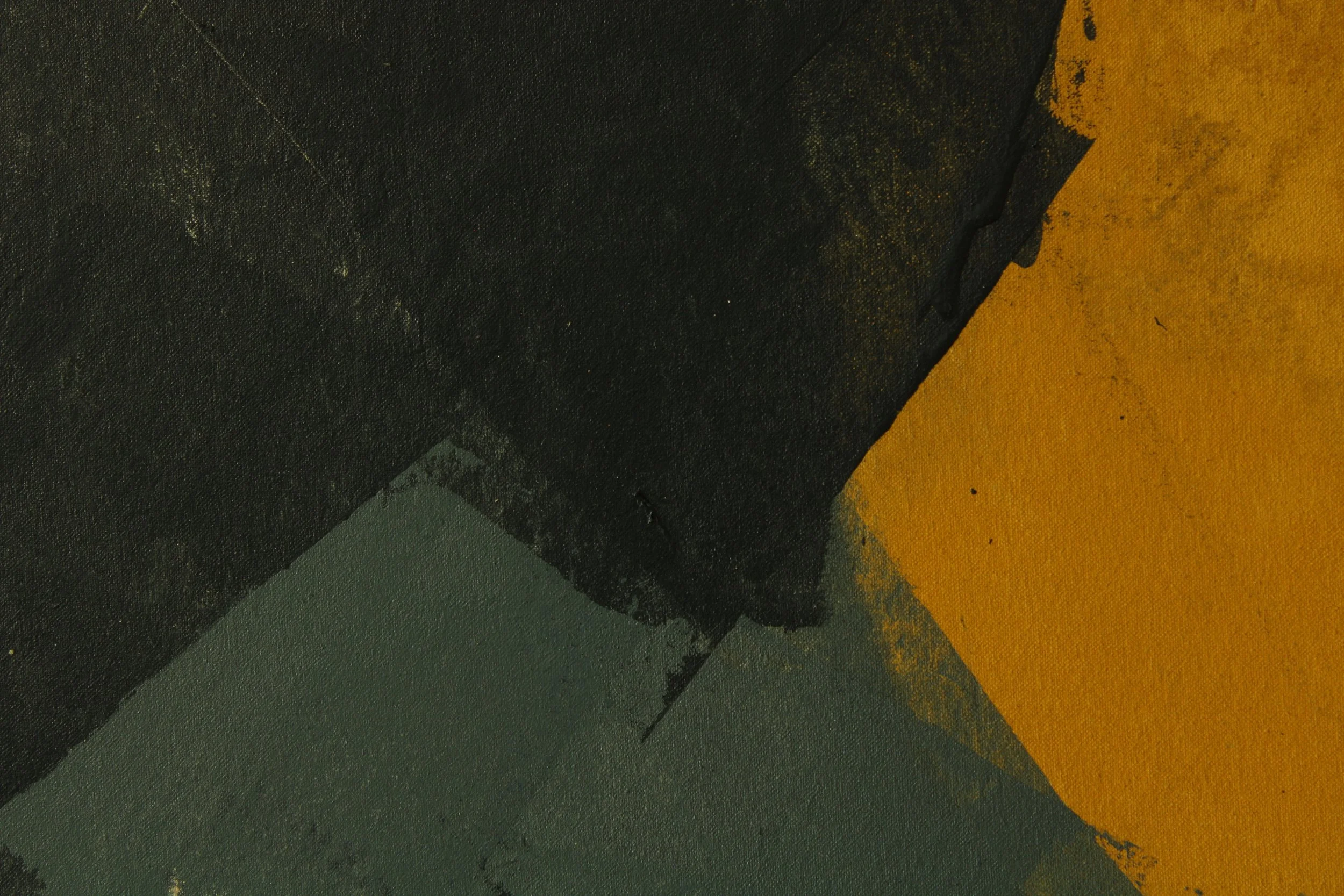 Detail shot of Howling at the Moon. Navy, yellow, green.