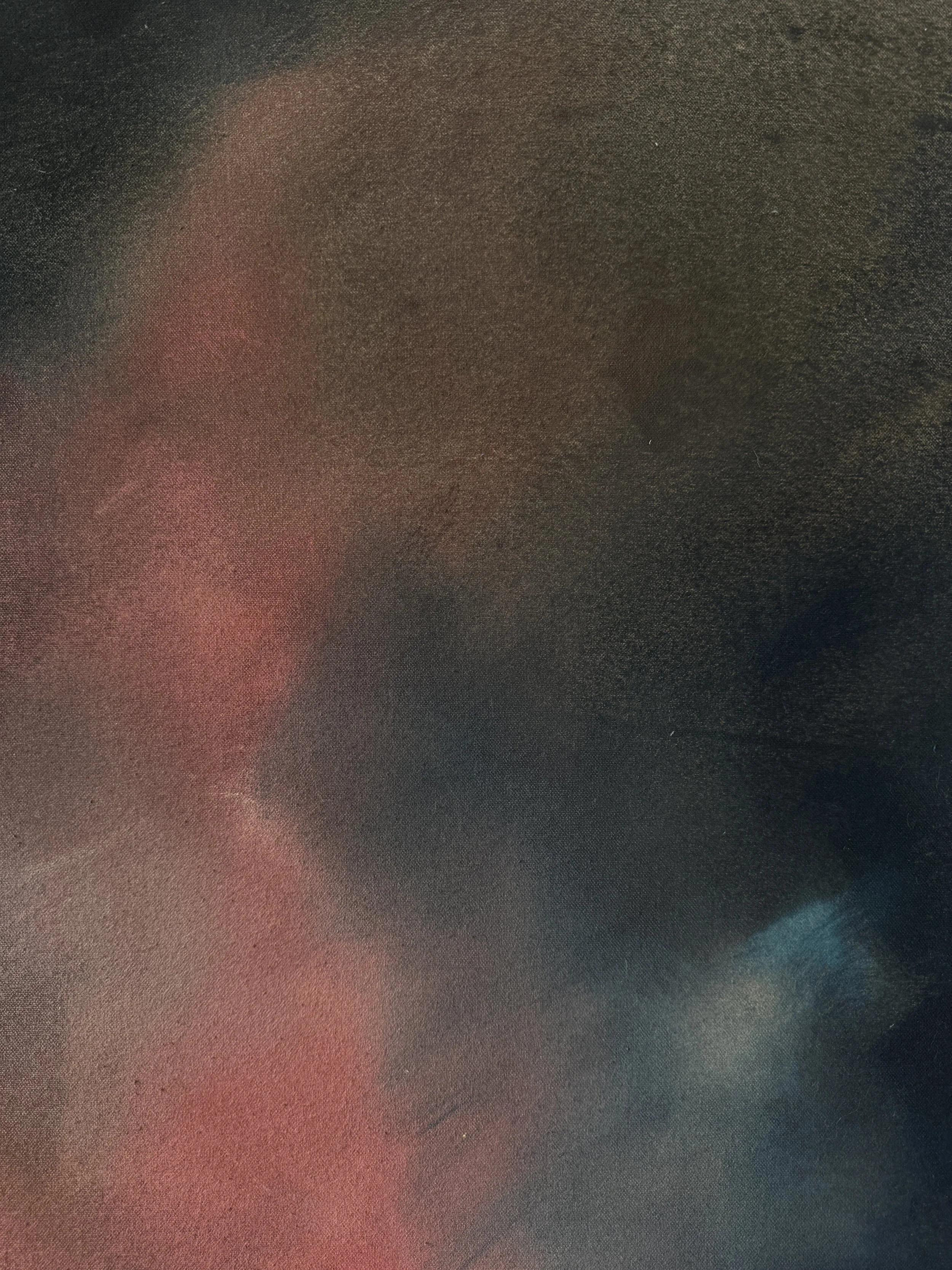 Close-up detail of canvas edge and paint blending in You're So Koi by Elijah McNeeley