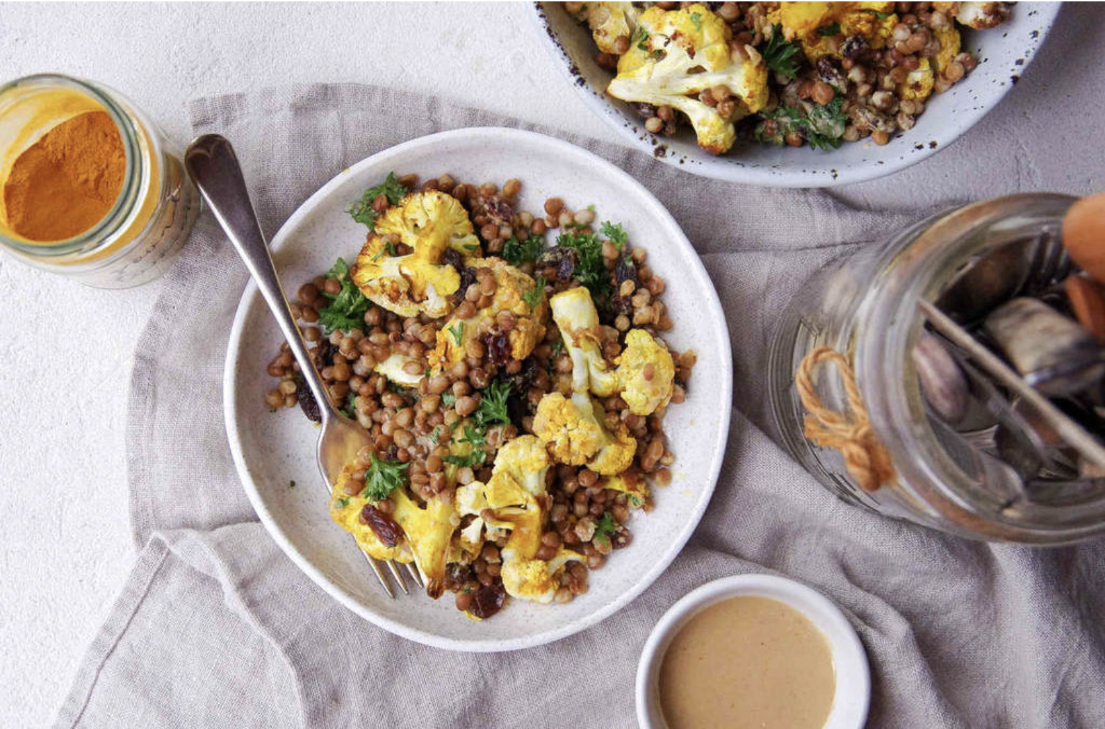 Turmeric Cauliflower &amp; Brown Lentil Salad