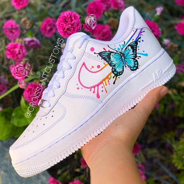 custom air force ones butterfly