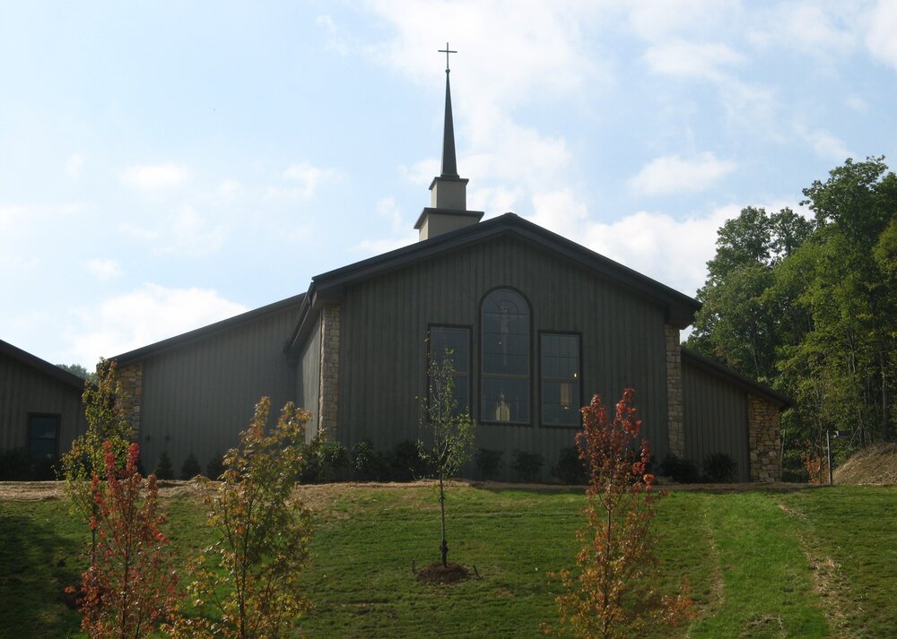 01_StBernadette_Exterior of the church, a metal building circa 1980.JPG