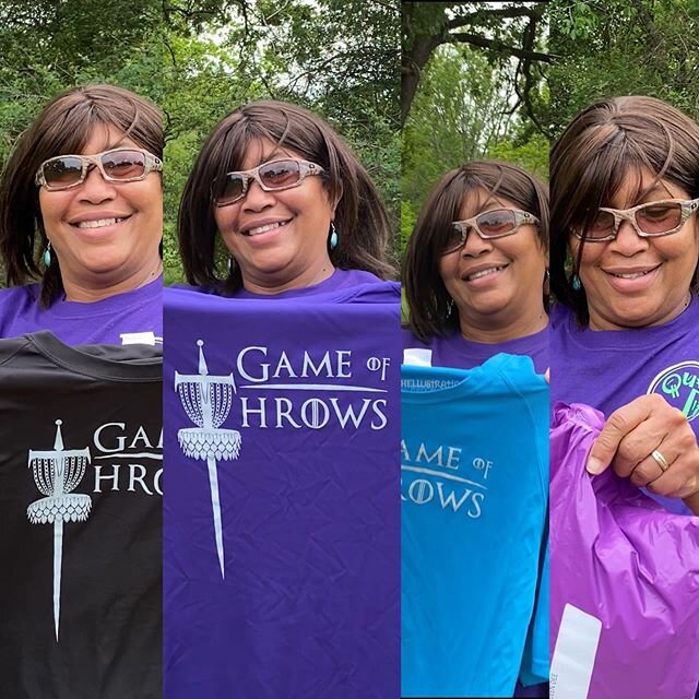 Queen Dee!  3X Disc Golf World Champion getting her Game of Throws disc golf gear.  #discgolf4women #discgolfwomen #discgolfbasket #discgolfjewelry #discgolfeveryday #discgollife #growthesportdiscgolf #pendant #sterlingsilver #sterlingsilvernecklace