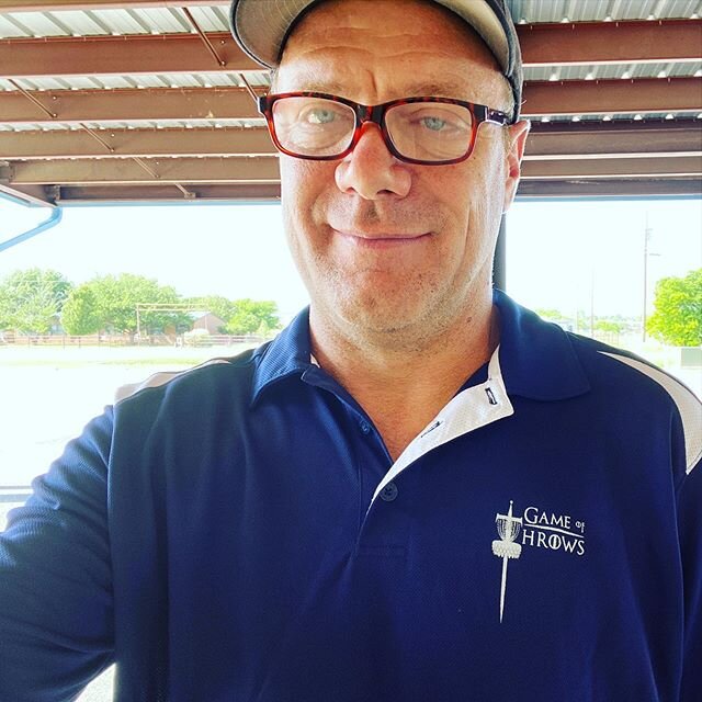 #scottstokely sporting his @gameofthrowsdiscgolf polo shirt!  #discgolf #gameofthrows #gameofthrowsdiscgolf #discgolfmoments