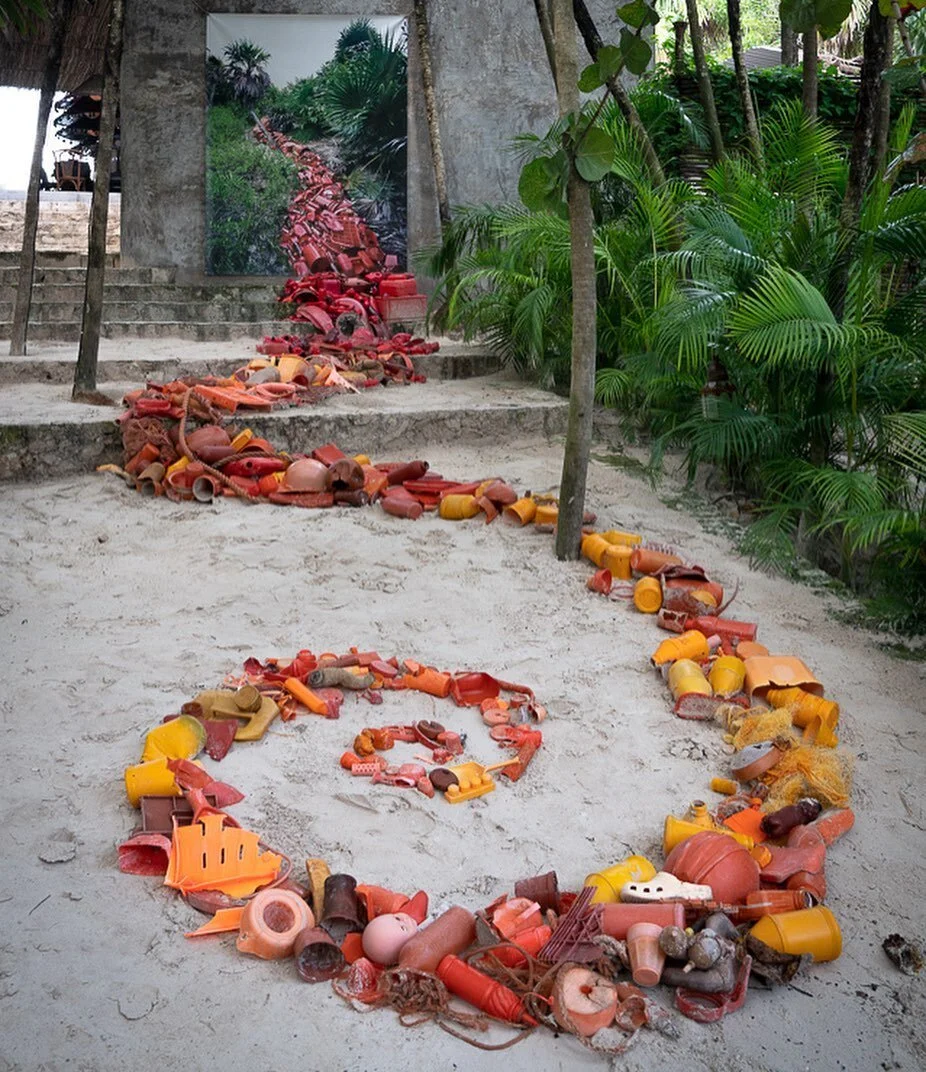 "Vena (Vein)" as seen at Nomade during the Art With Me Tulum Festival in 2018. The Caribbean coast of Mexico, more than most places, sees the devastating impact of plastic pollution. It's great to see a festival that puts environmental issues front and center. Let's wake up.⁠⠀
⁠⠀
@nomadetulum @artwithmetulum @plasticfreejuly ⁠⠀
#plasticfreejuly #environmentalart #natureart #artwithgarbage
