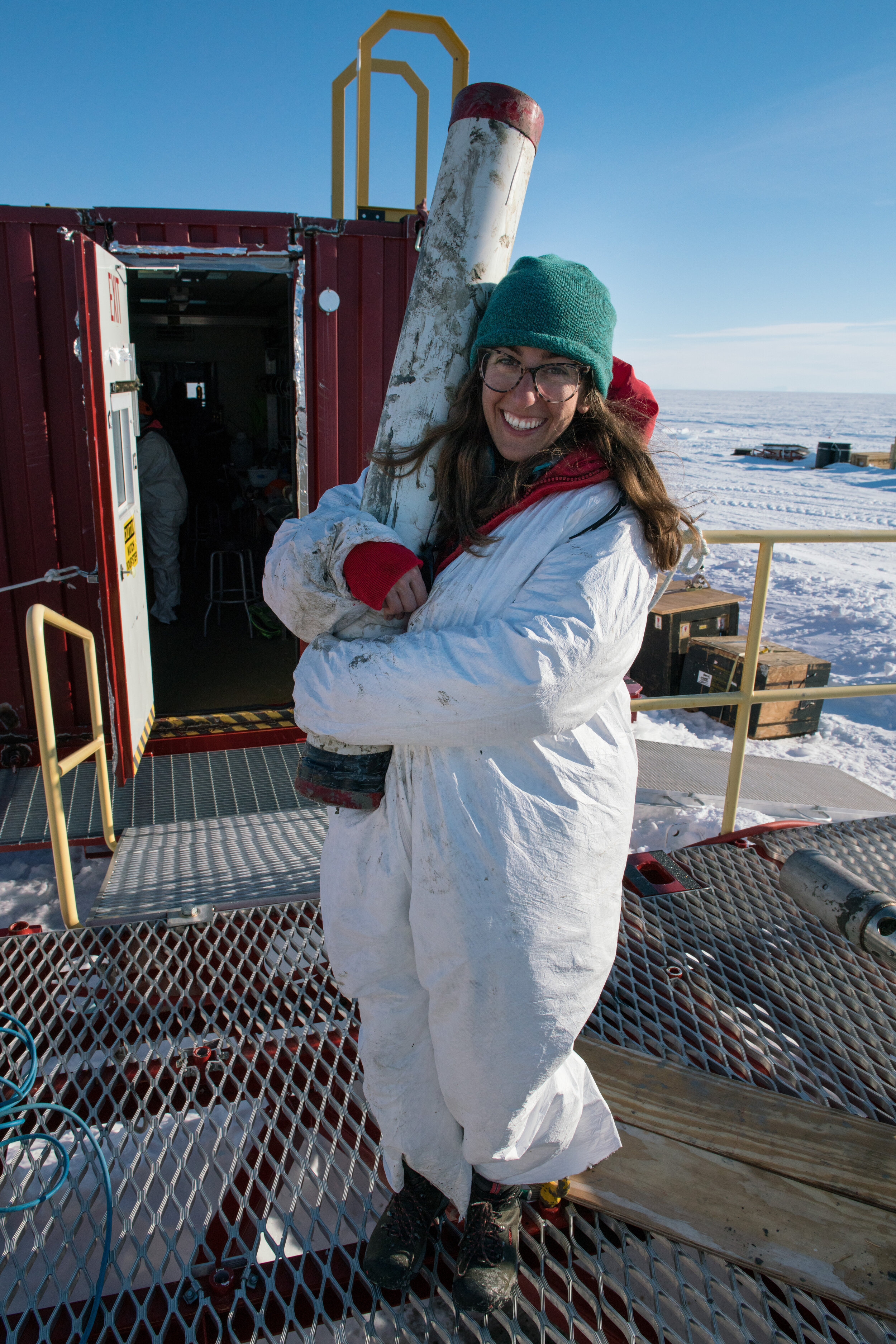 4b - Ryan Venturelli with the First ever Gravity Core From a Subglacial Lake - Billy Collins - DSC03457.jpg