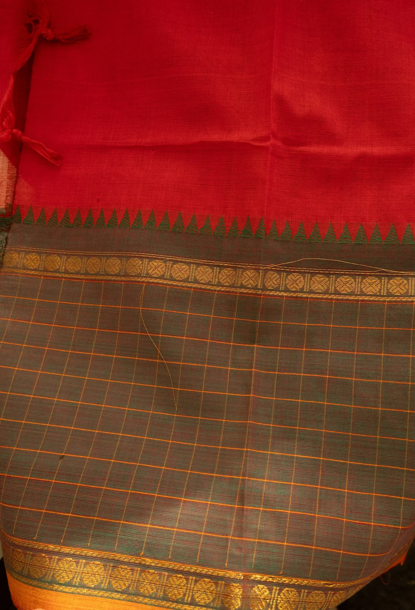 Slate grey with red pallu - Nadhi | The Saree Store