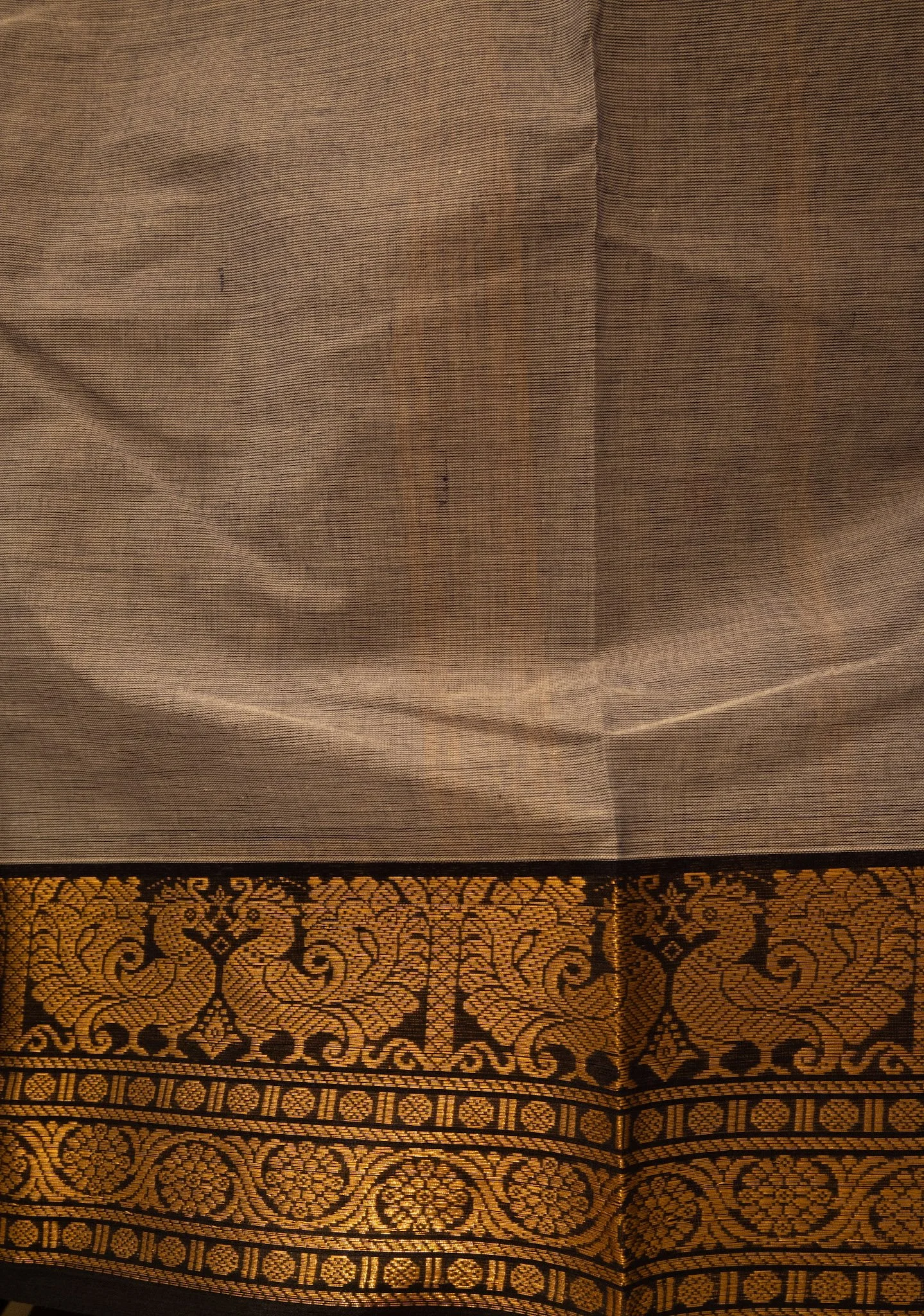 Mid grey with black border - Nadhi | The Saree Store