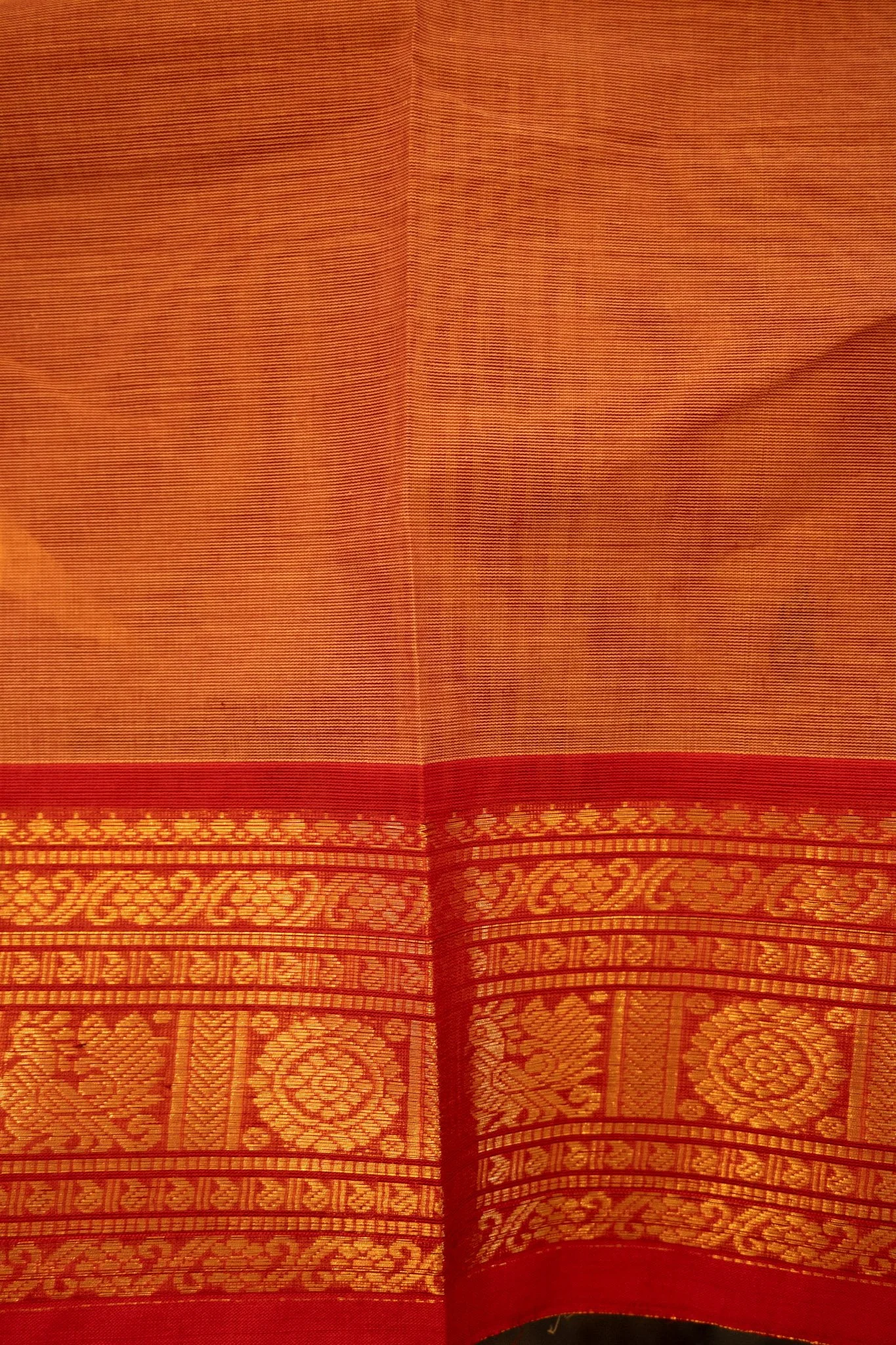 Rust brown with red border - Nadhi | The Saree Store