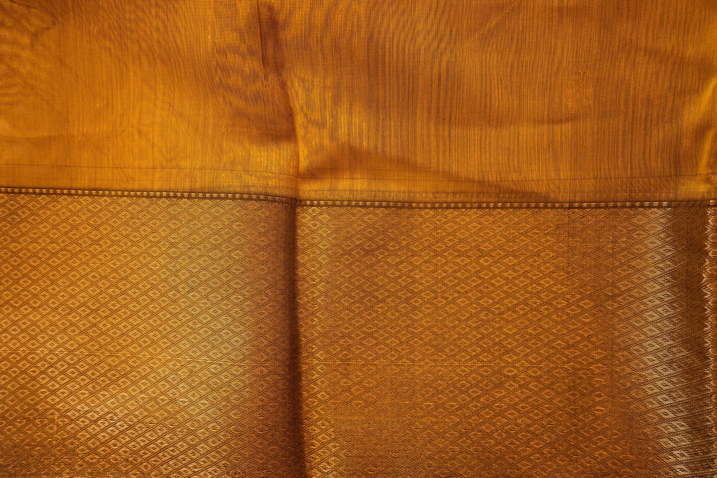 Dark Tangerine in Maheshwari weave - Nadhi | The Saree Store