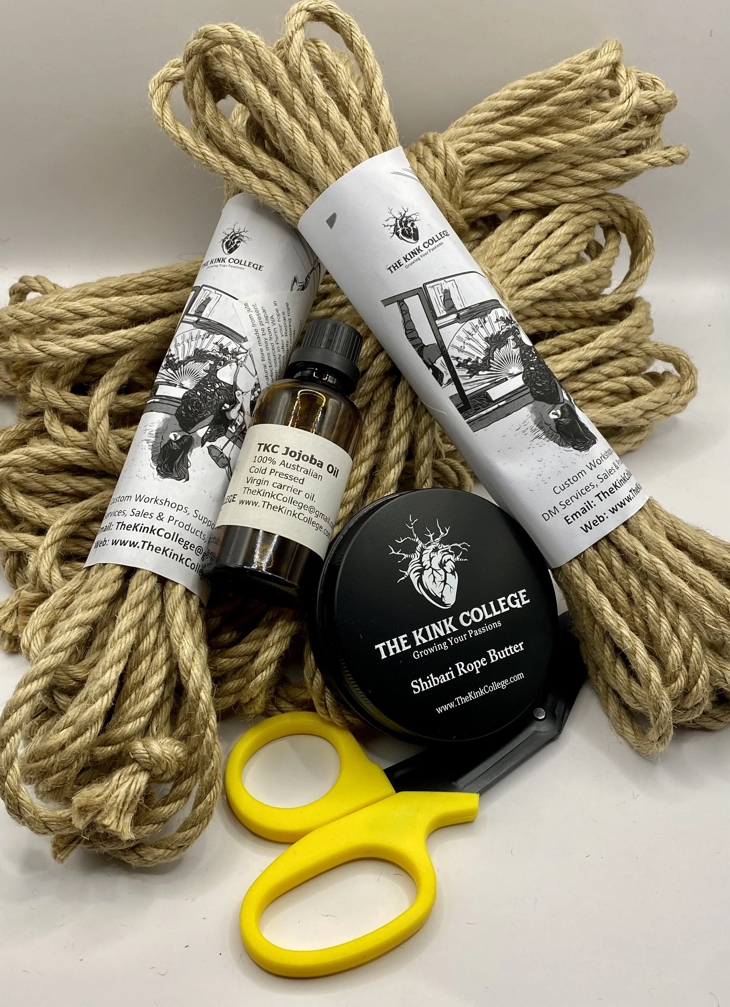 Shibari Jute Rope Kit 5x8m 6mm and rope butter.