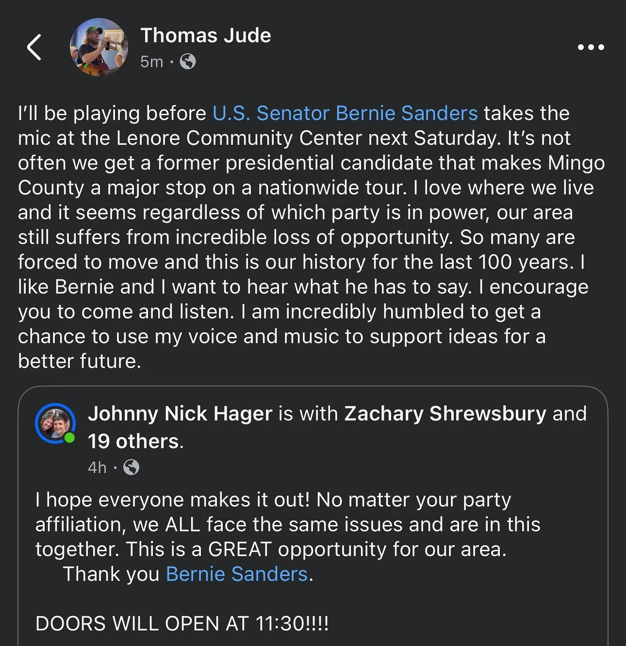 @sensanders is coming to Lenore and I&rsquo;m gonna get the opportunity to play before he takes the mic!