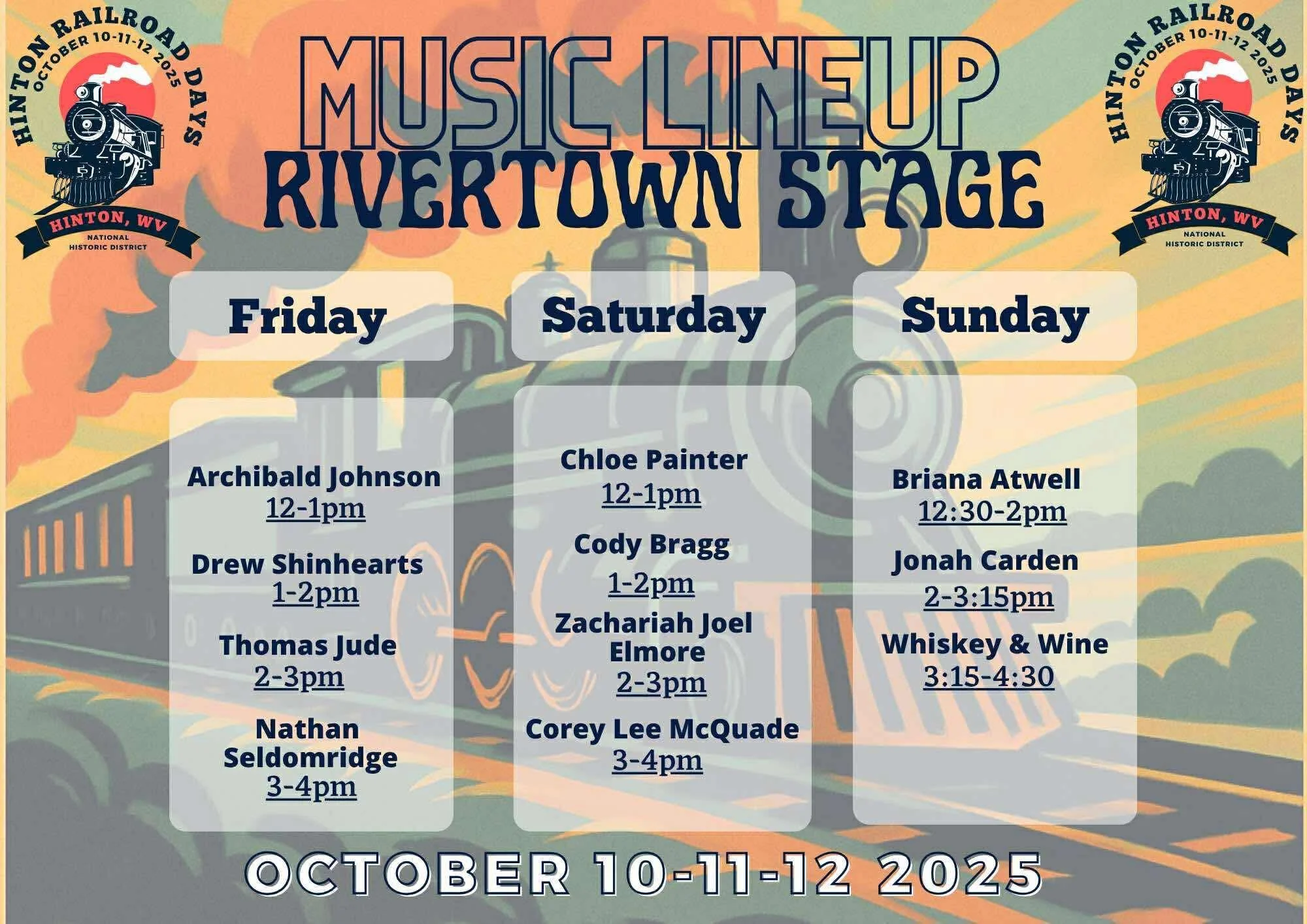 Tomorrow!!! Come hang out at Hinton Railroad Days 2025 with me tomorrow at 2pm.