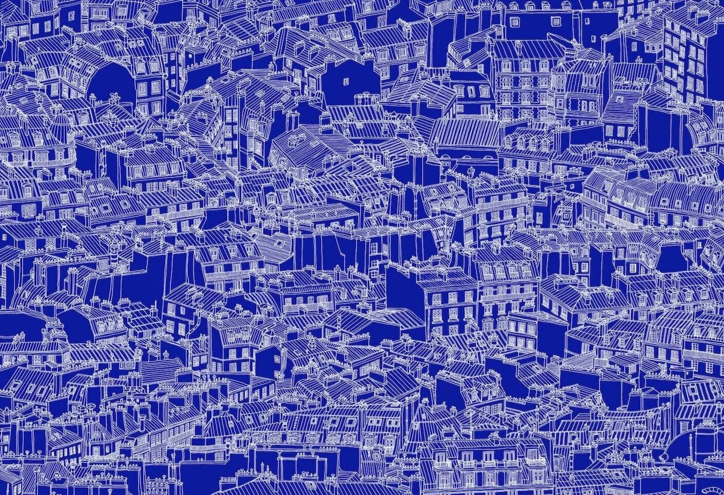 Paris Roofs - Cyanotype