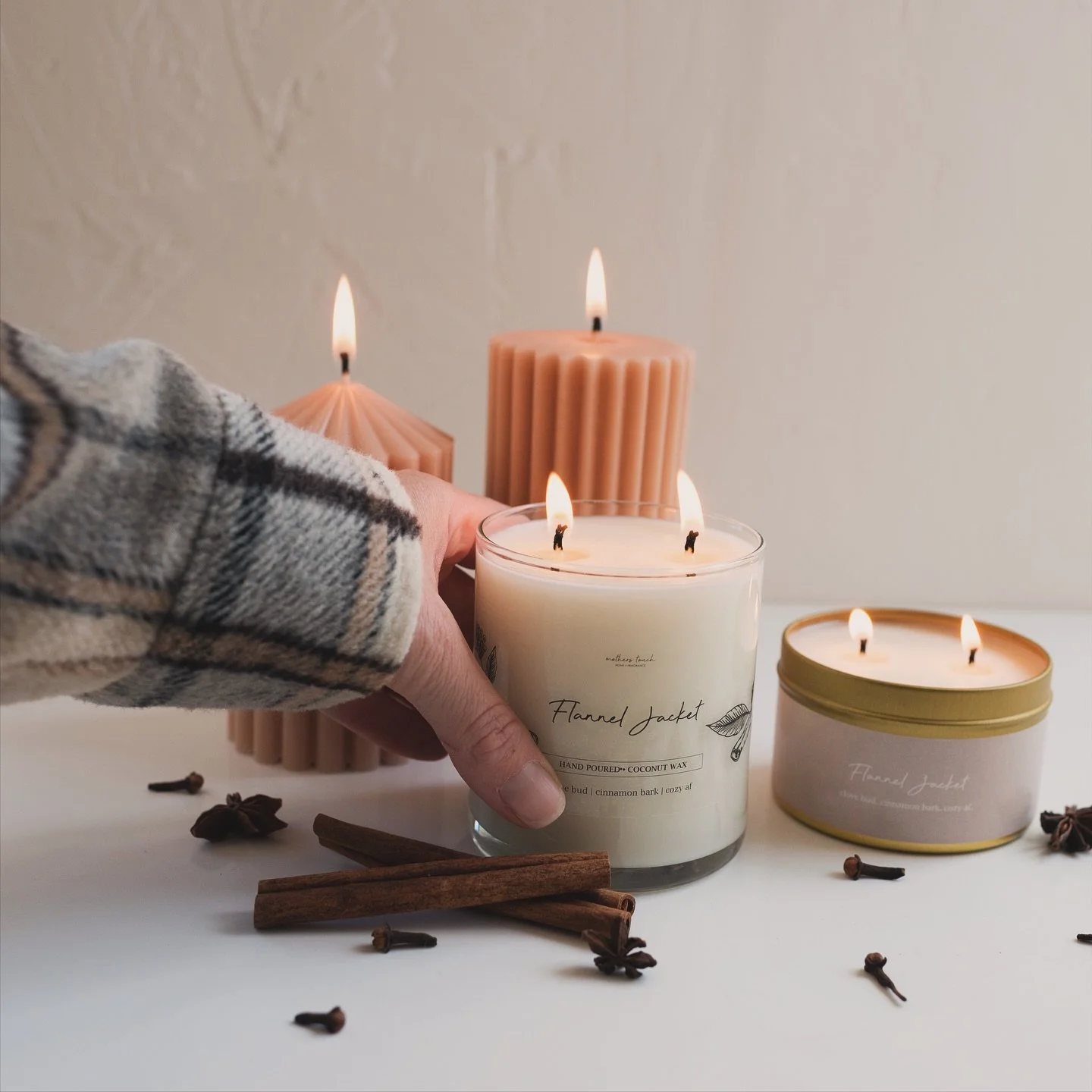 Cuddle up with some flannel tonight 🕯️

#candlelight #cozy #candlemaker #flannel #fallcandle