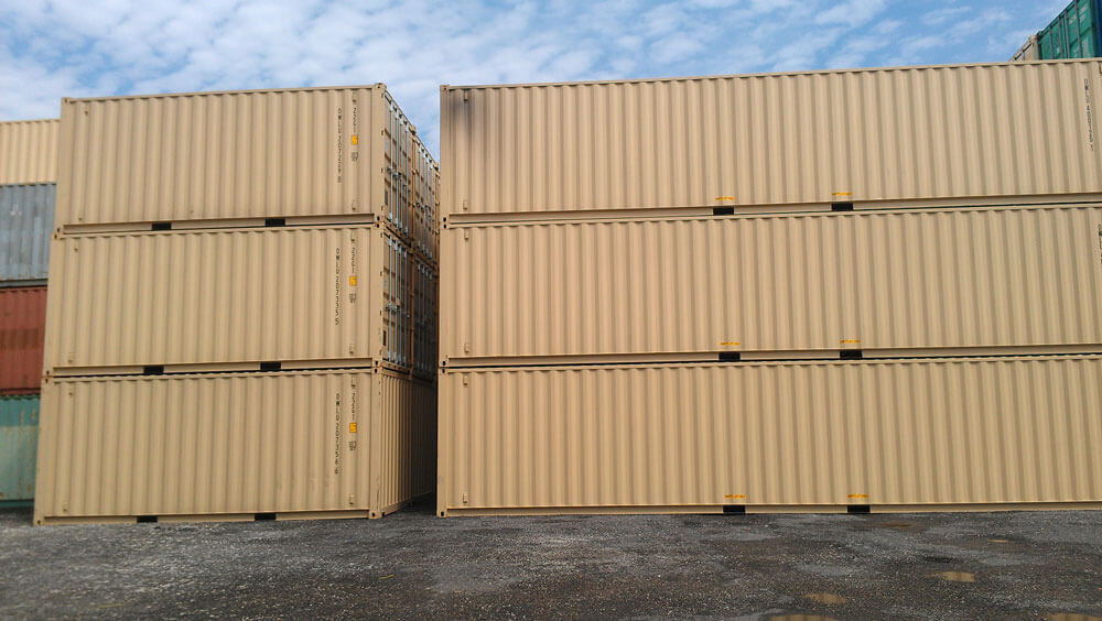 One-trip 20' and 40' containers in beige