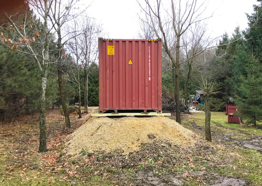 40' container on prepped spot