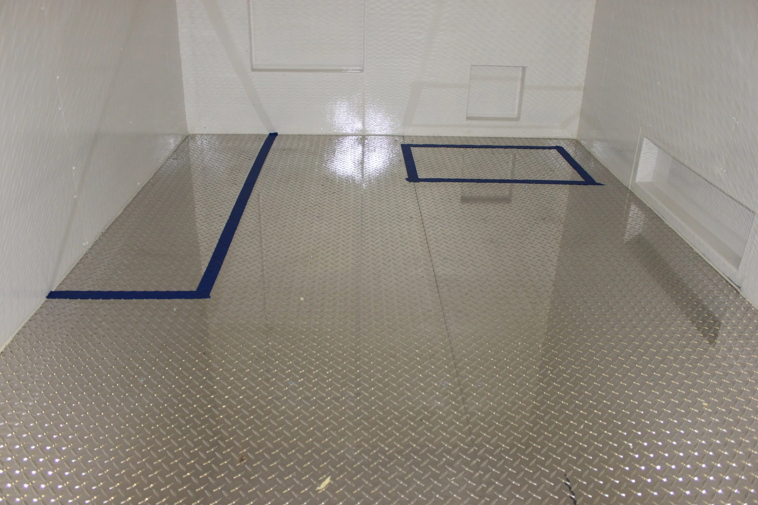 Foam insulation with steel plating over it - notice thickness where the cut-out on the right is located