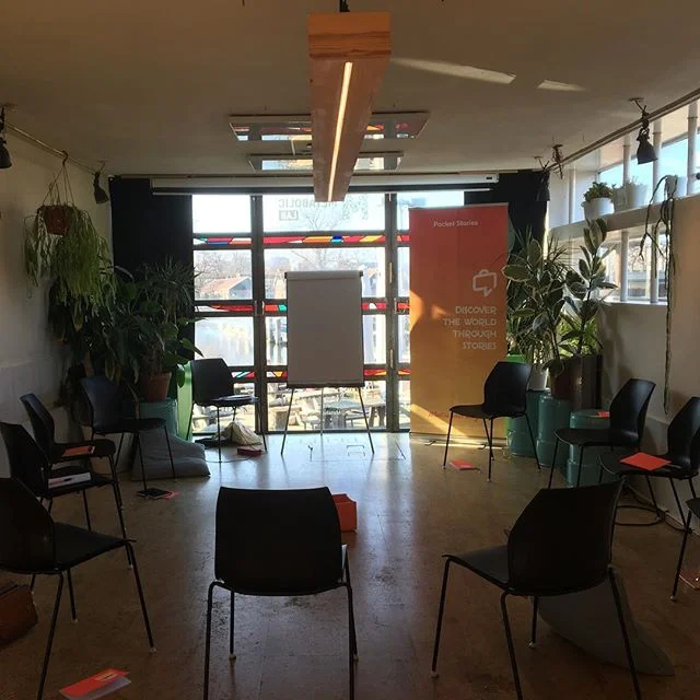 It is fantastic to be back at @cafe_de_ceuvel to host our #StorytellingJourney. The sun is shining and all the participants are outside exploring their journeys through drawing and peer-coaching. #yourstorymatters #whatsyourstory #amsterdam #storytel