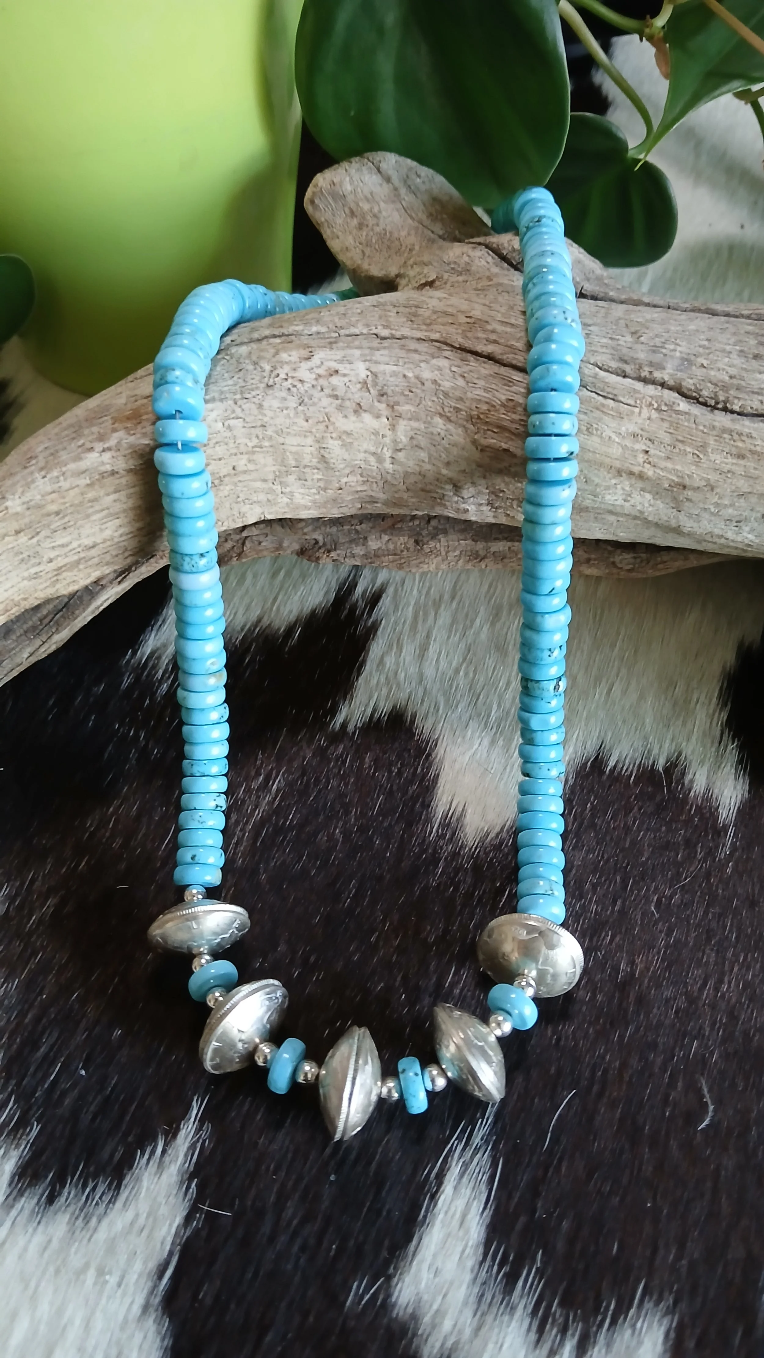 Beautiful Mercury Dime and Kingman Turquoise Necklace