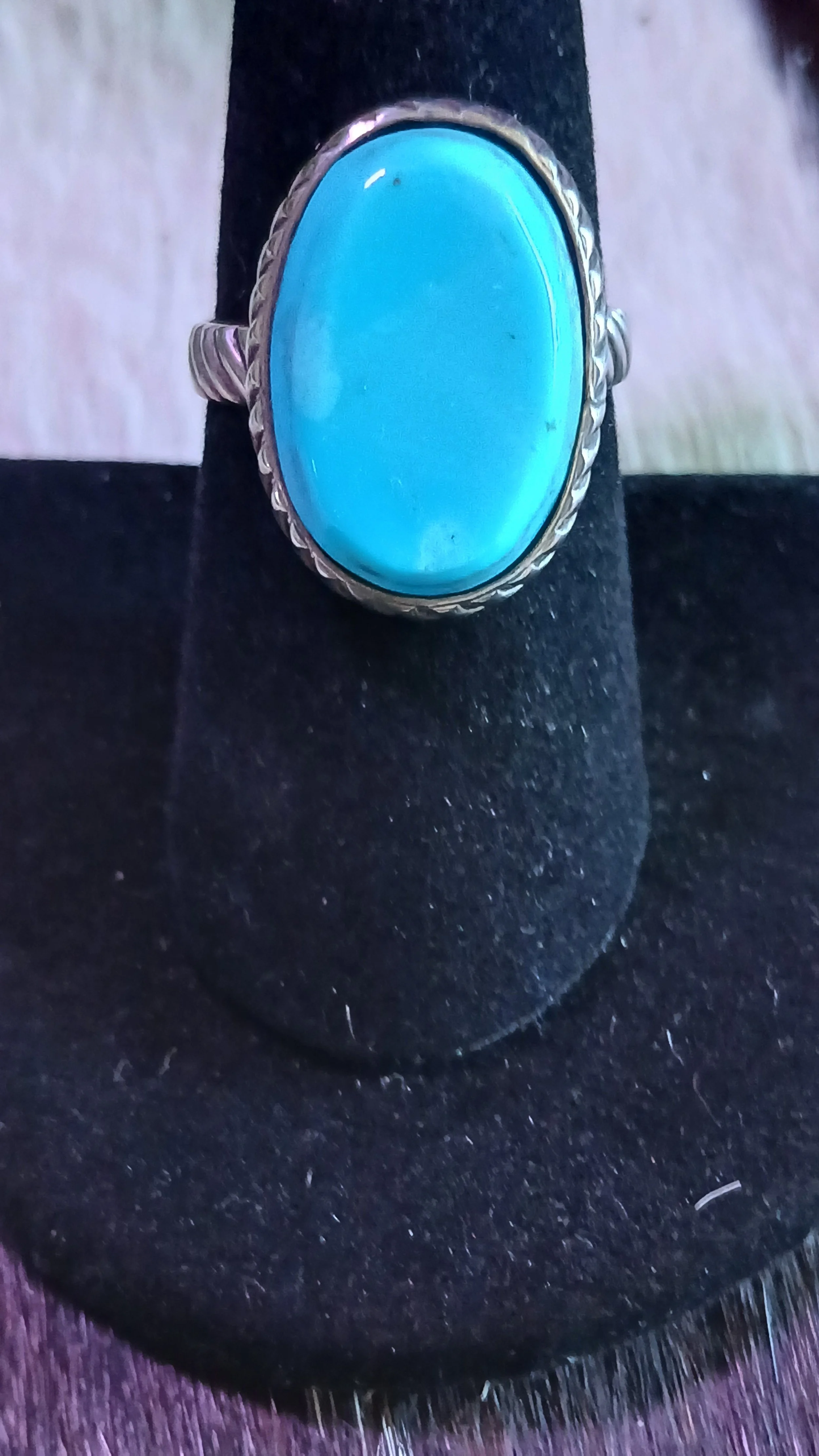 Beautiful Sleeping Beauty Turquoise and Sterling Ring - Size 7.5