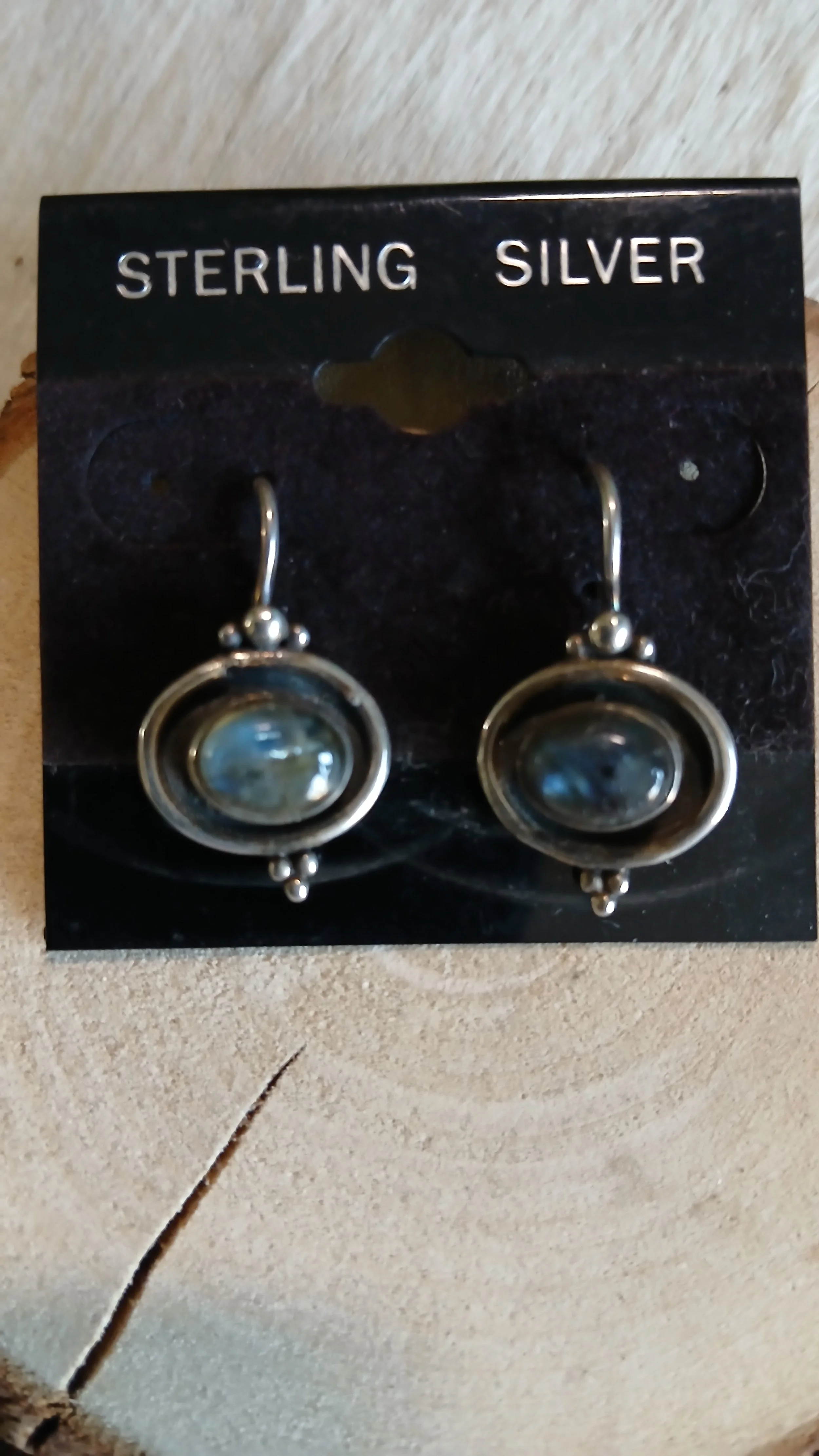 Vintage Lovely Laborite and Sterling Dangle Earrings