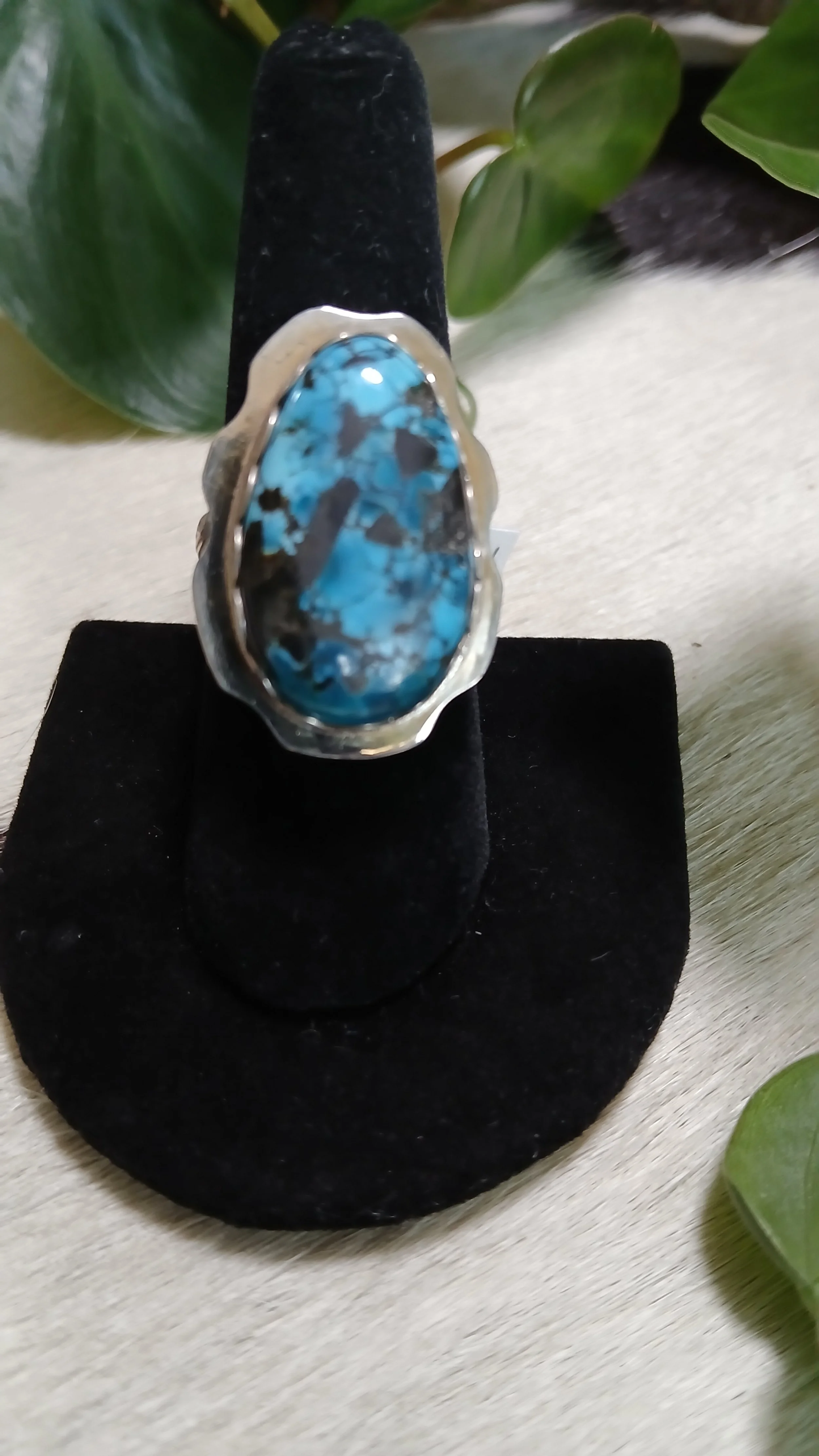 Fabulous Cloud Mountain Turquoise and Sterling Ring - Size 8