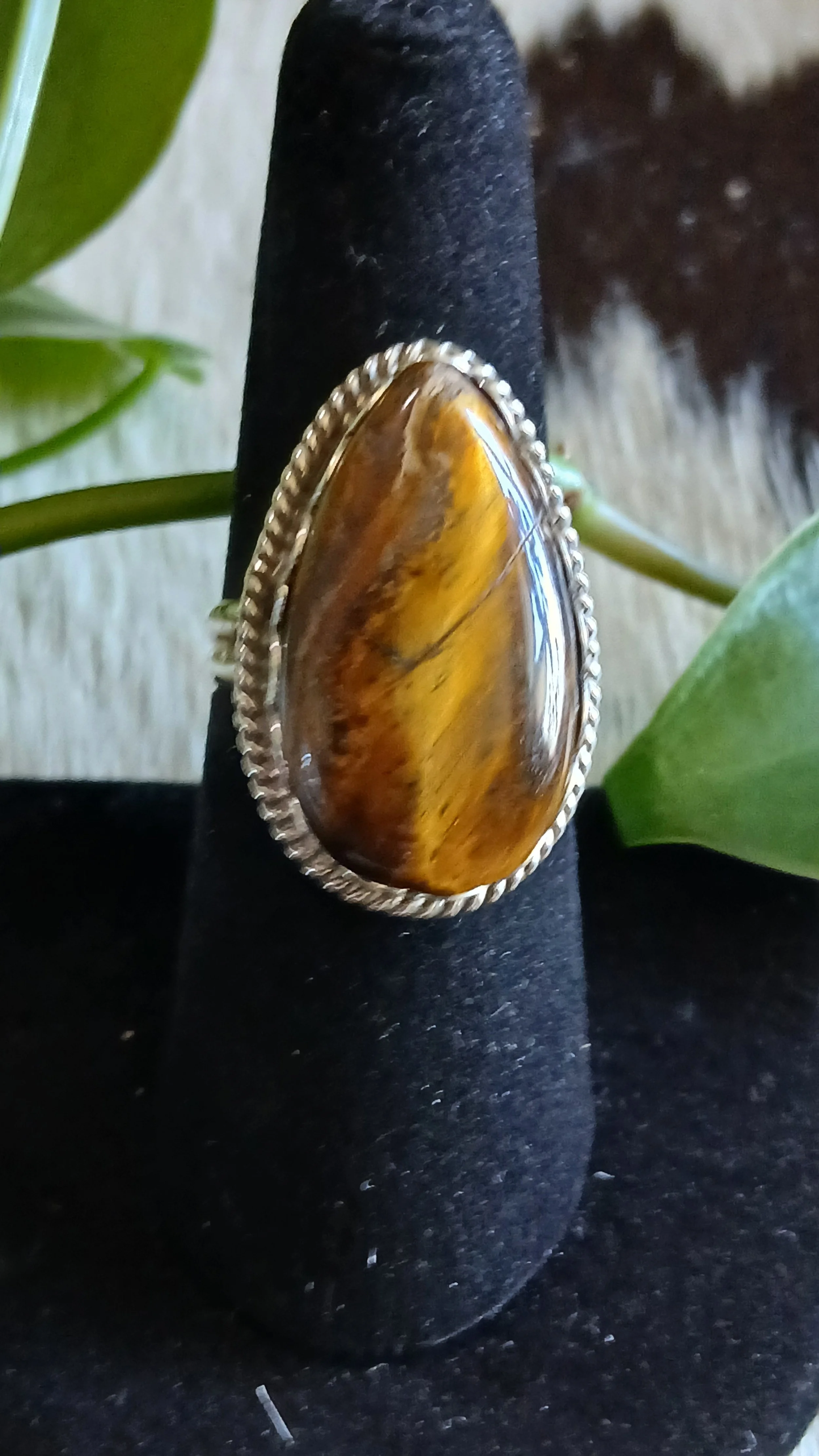 Dreamy Tiger Eye and Sterling Ring - Size 7.5