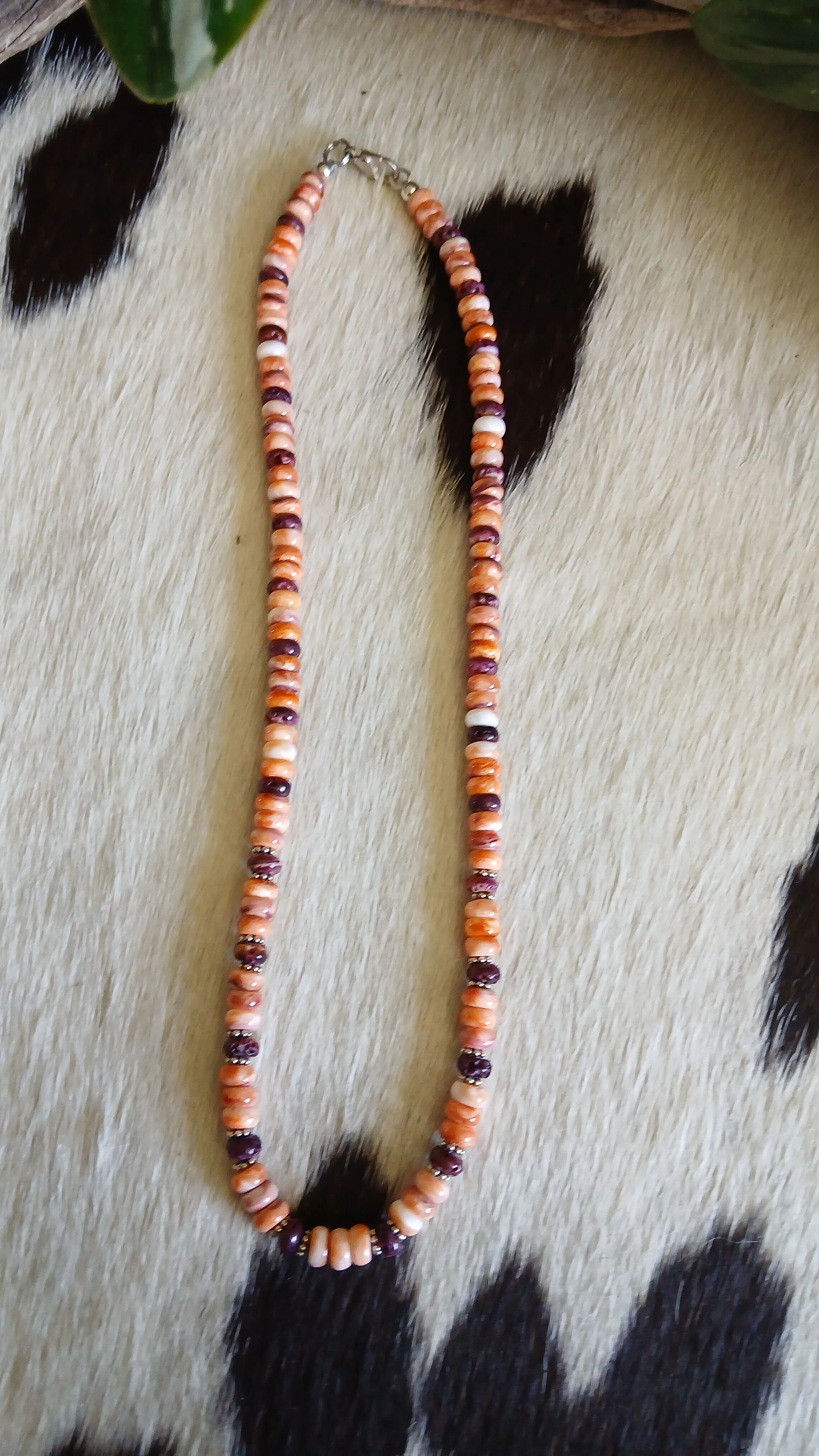 Pretty Lion's Paw, Purple Spiny and Sterling Necklace