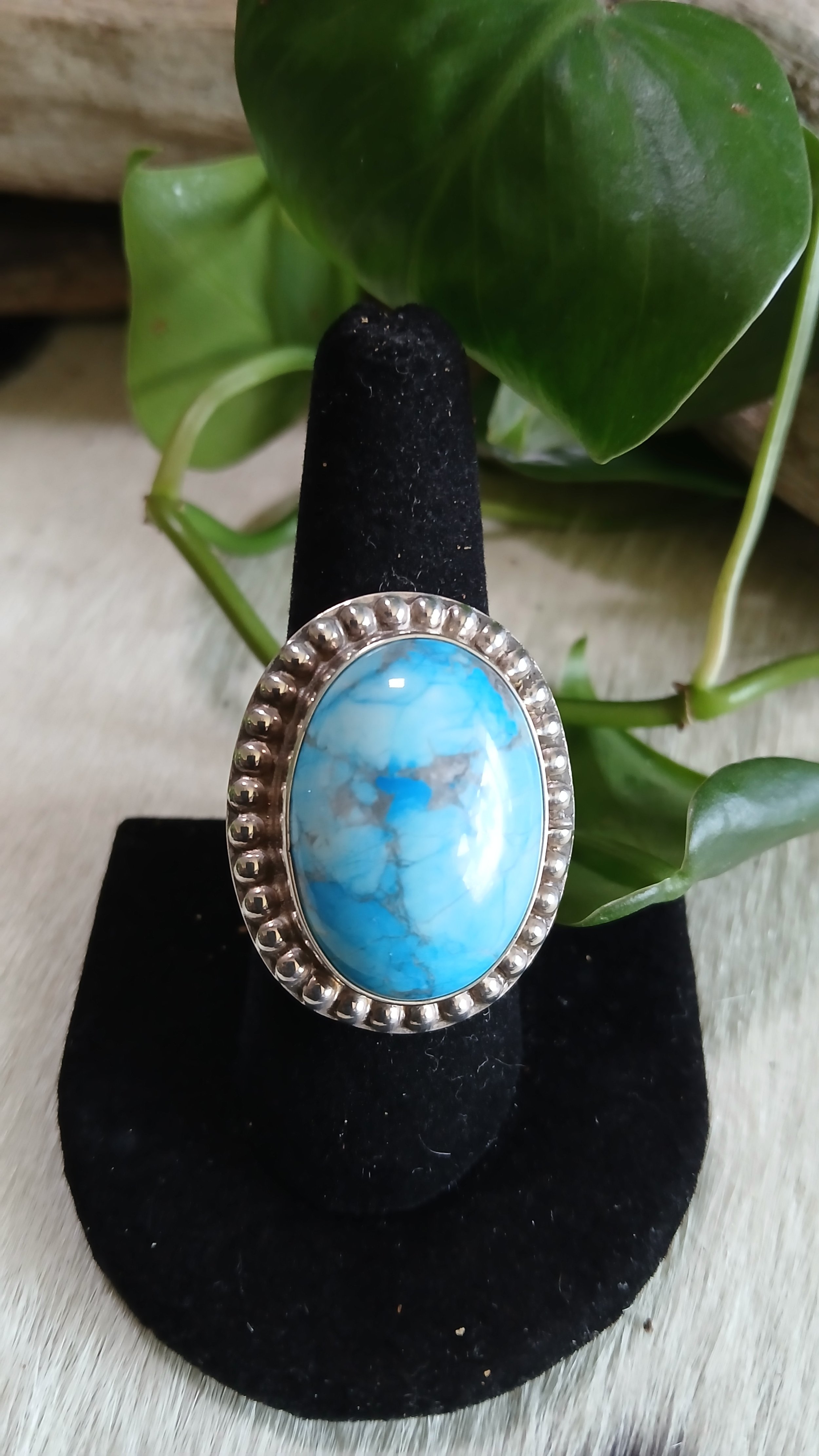 Stunning Kingman Turquoise and Sterling Ring - Size 8