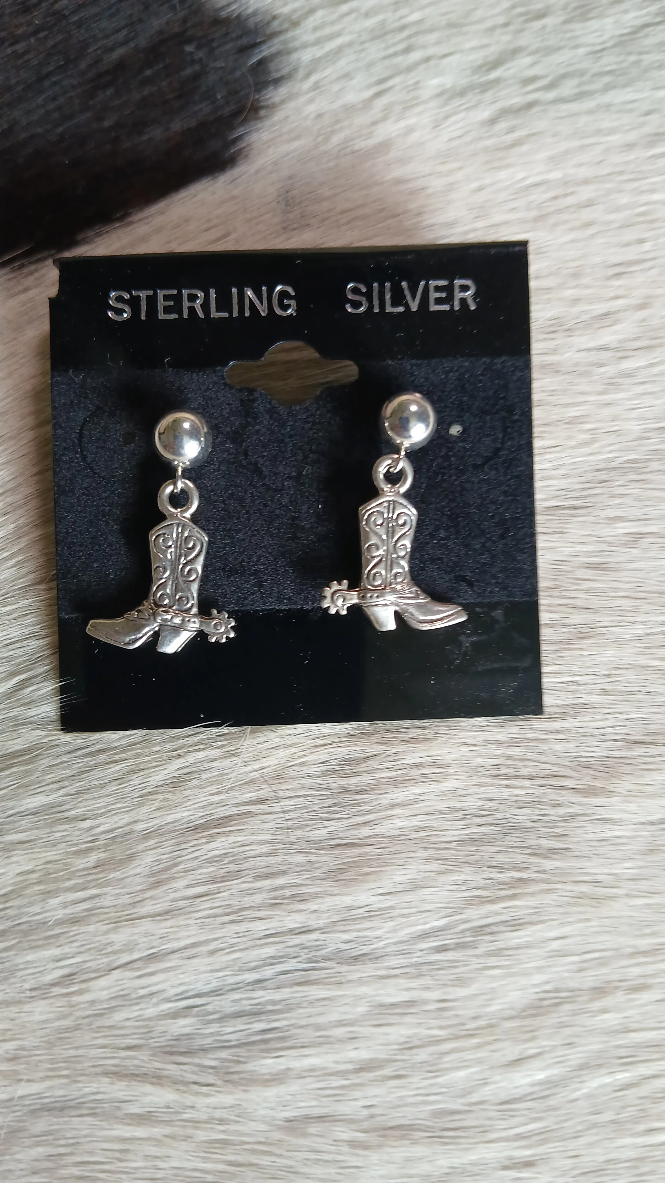 Sterling Cowboy Boots Post Earrings