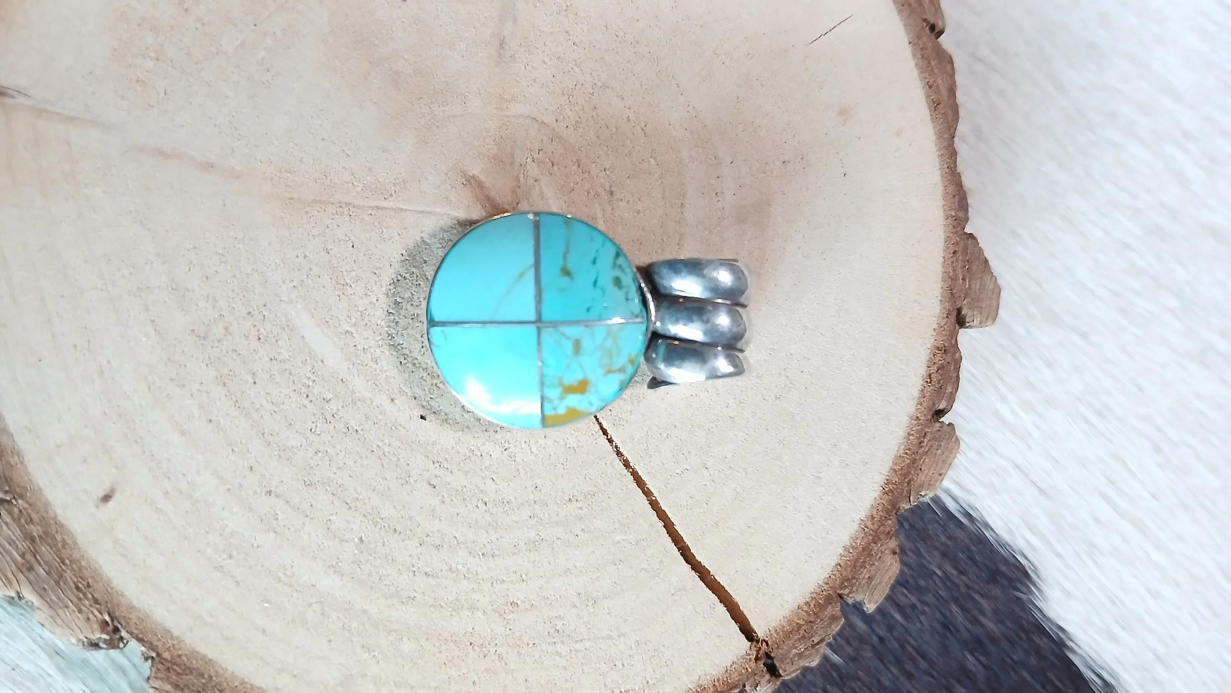 Classy Kingman Turquoise and Sterling Inlay Pendant