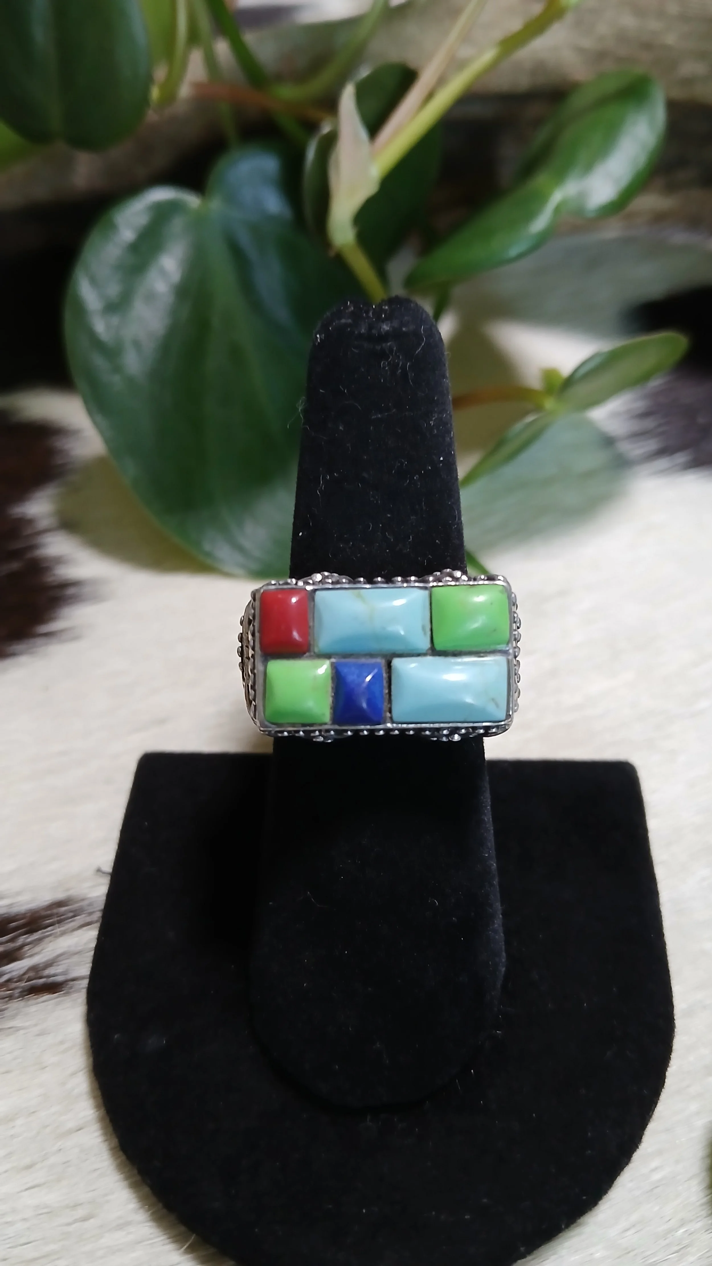Impressive Multi-Stone and Sterling Ring - Size 7