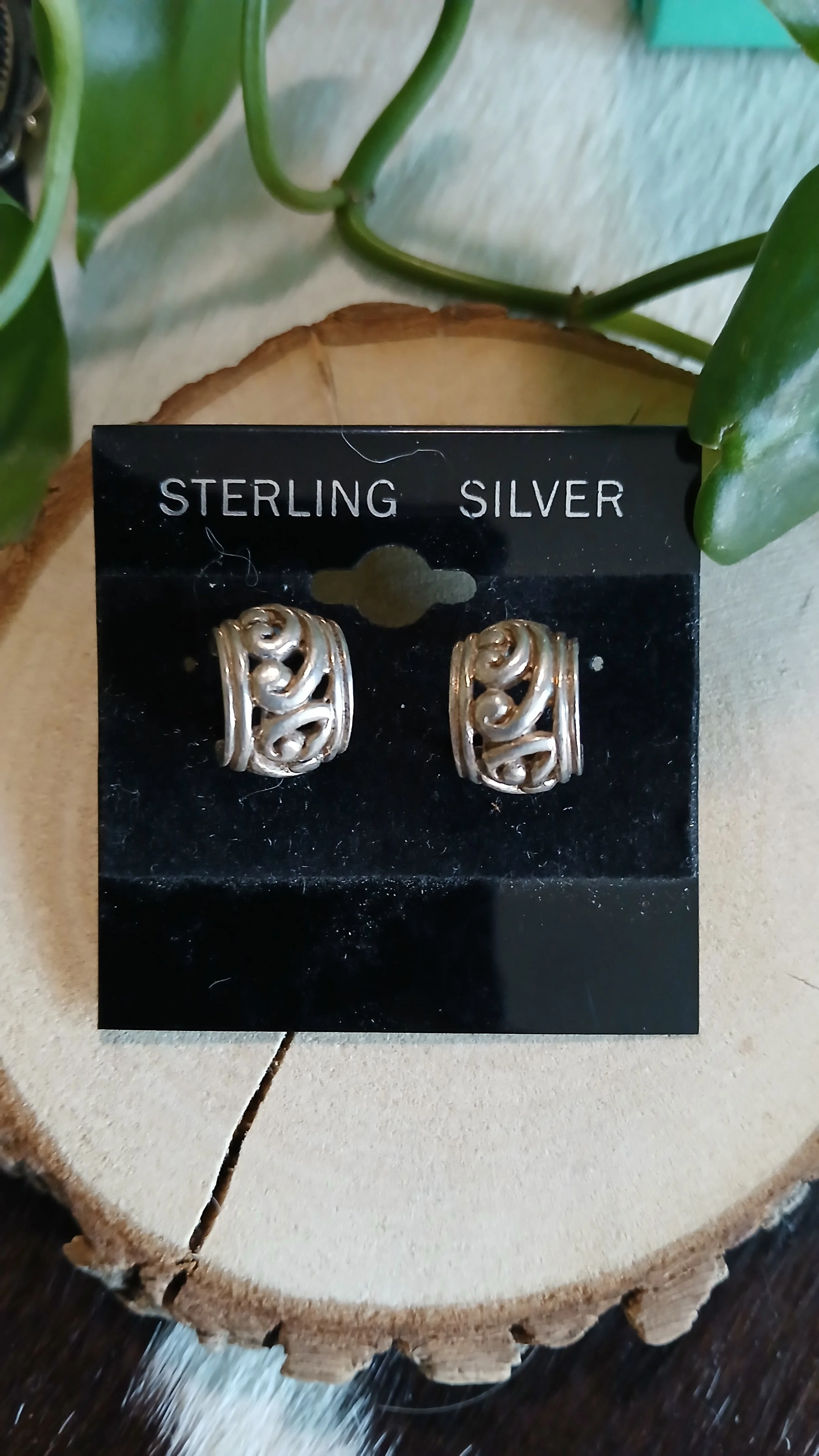 Lovely Sterling Filagree Hoop Post Earrings