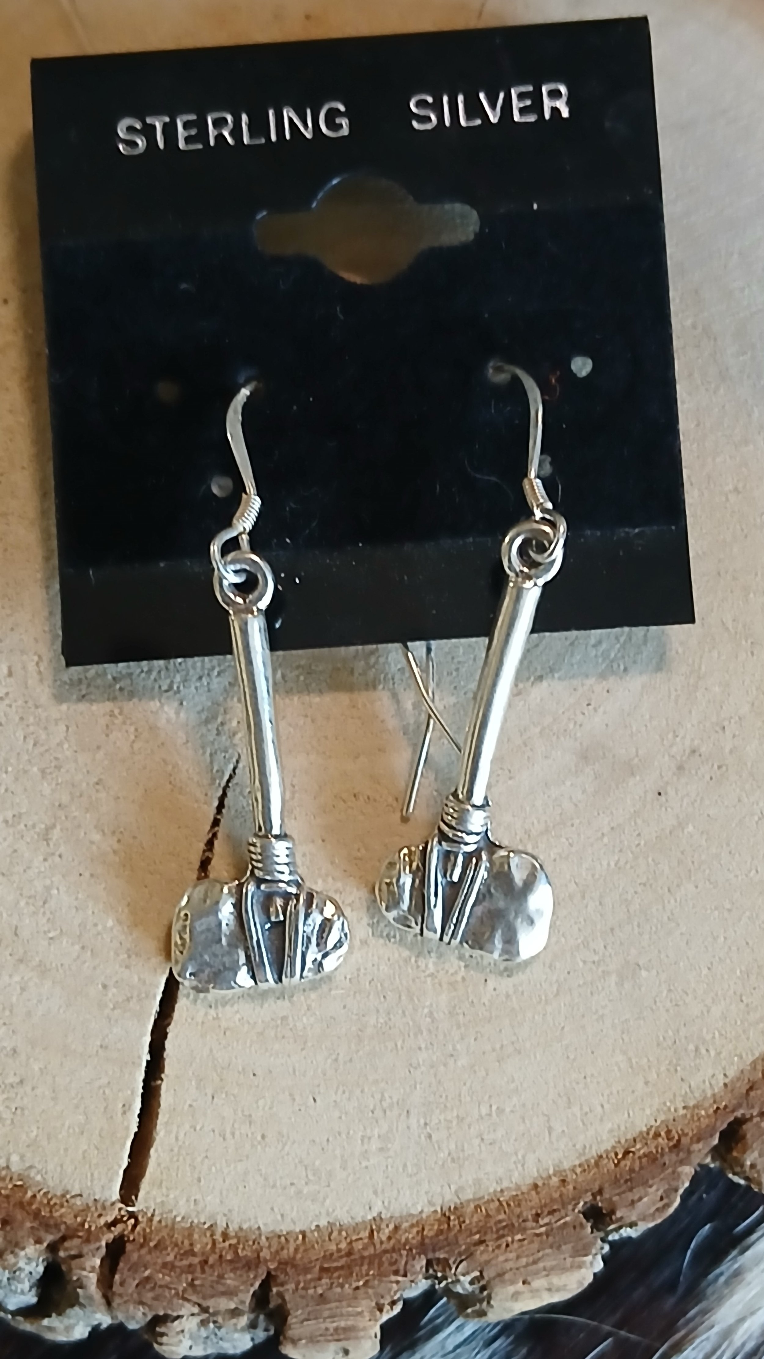 Native American Sterling Stone Tomahawk Earrings