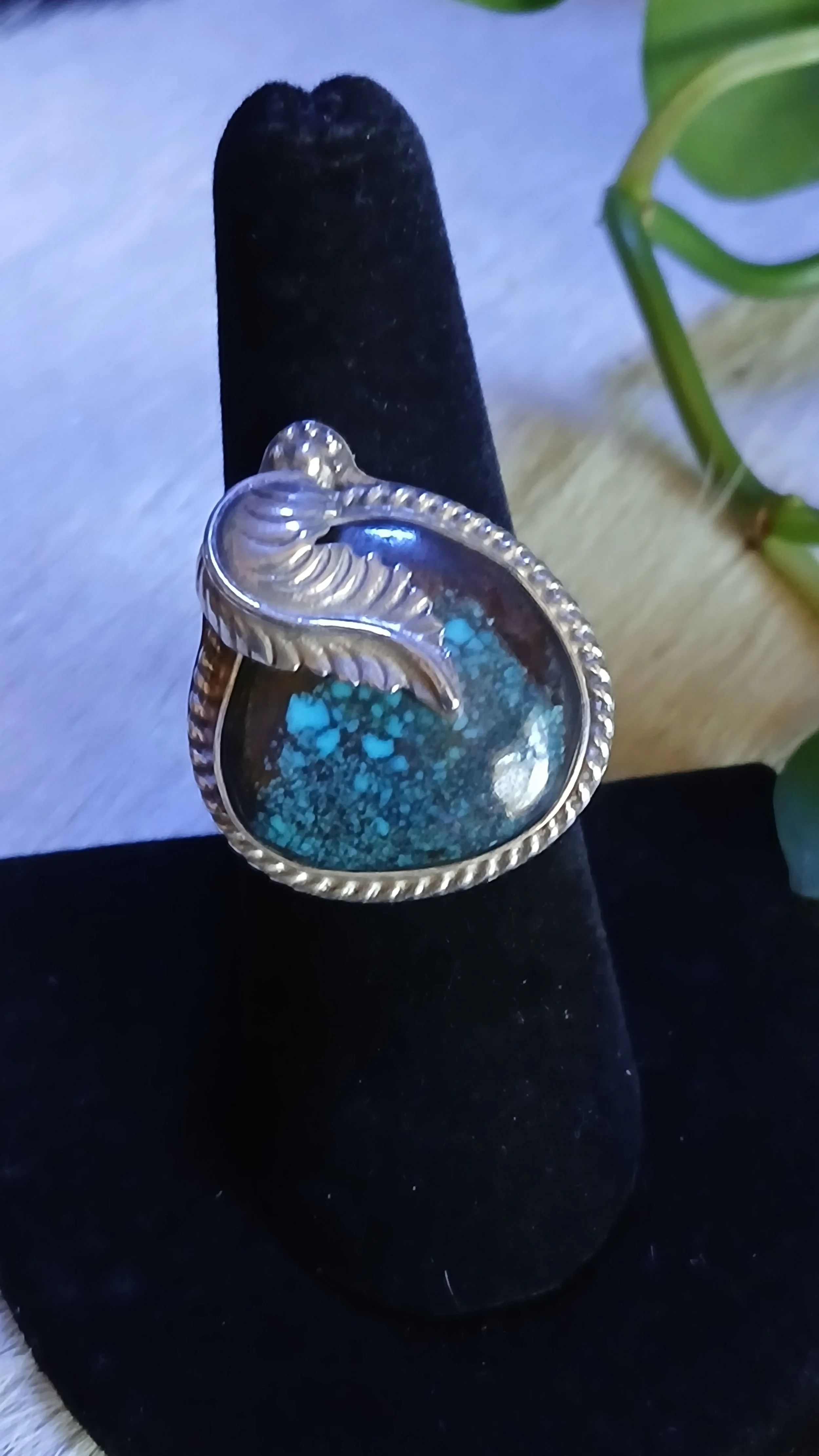 Appealing Cloud Mountain Turquoise and Sterling Ring - Size 7.5
