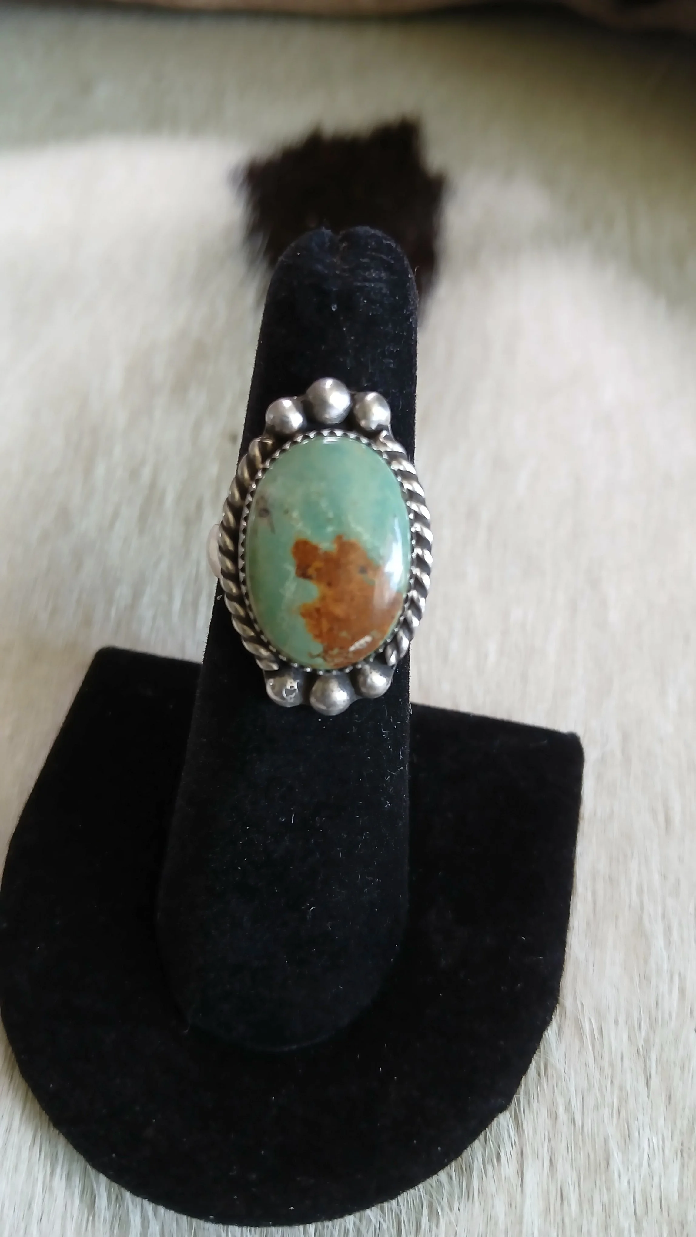 Attractive Royston Turquoise and Sterling Ring - Size 6.25