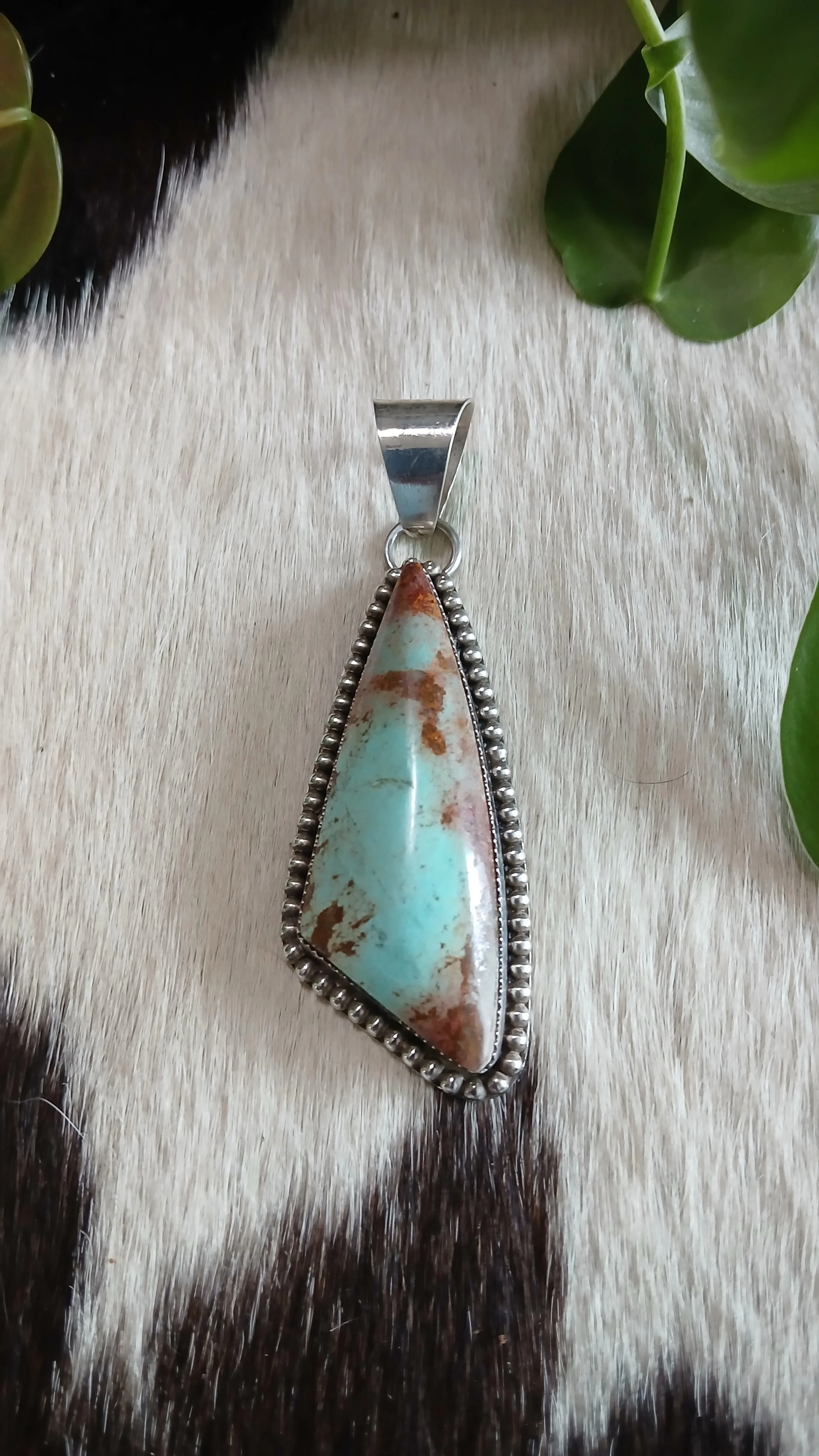 Beautiful Red Mountain Turquoise and Sterling Pendant
