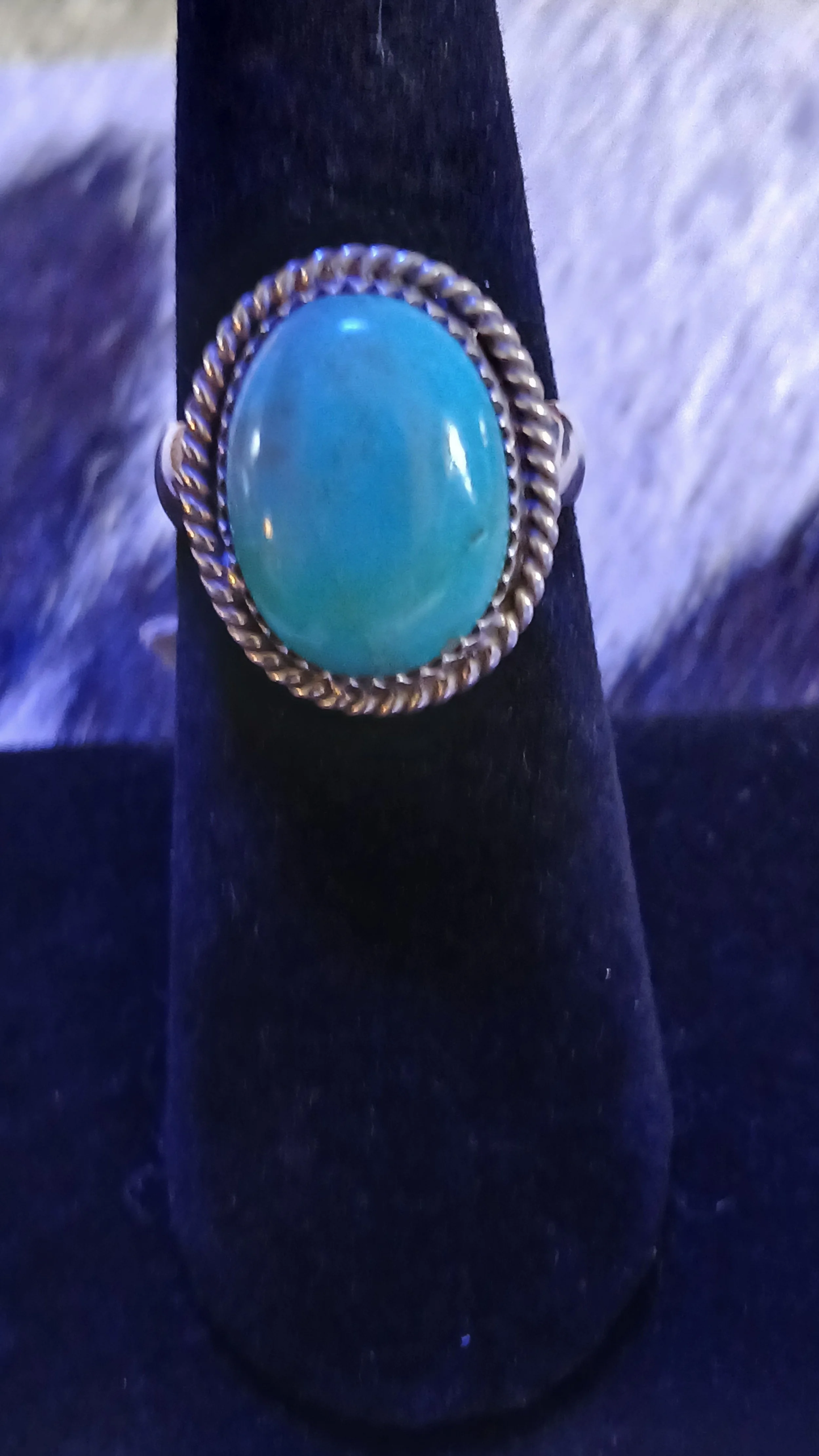 Pretty Cloud Mountain Turquoise and Sterling Ring - Size 6