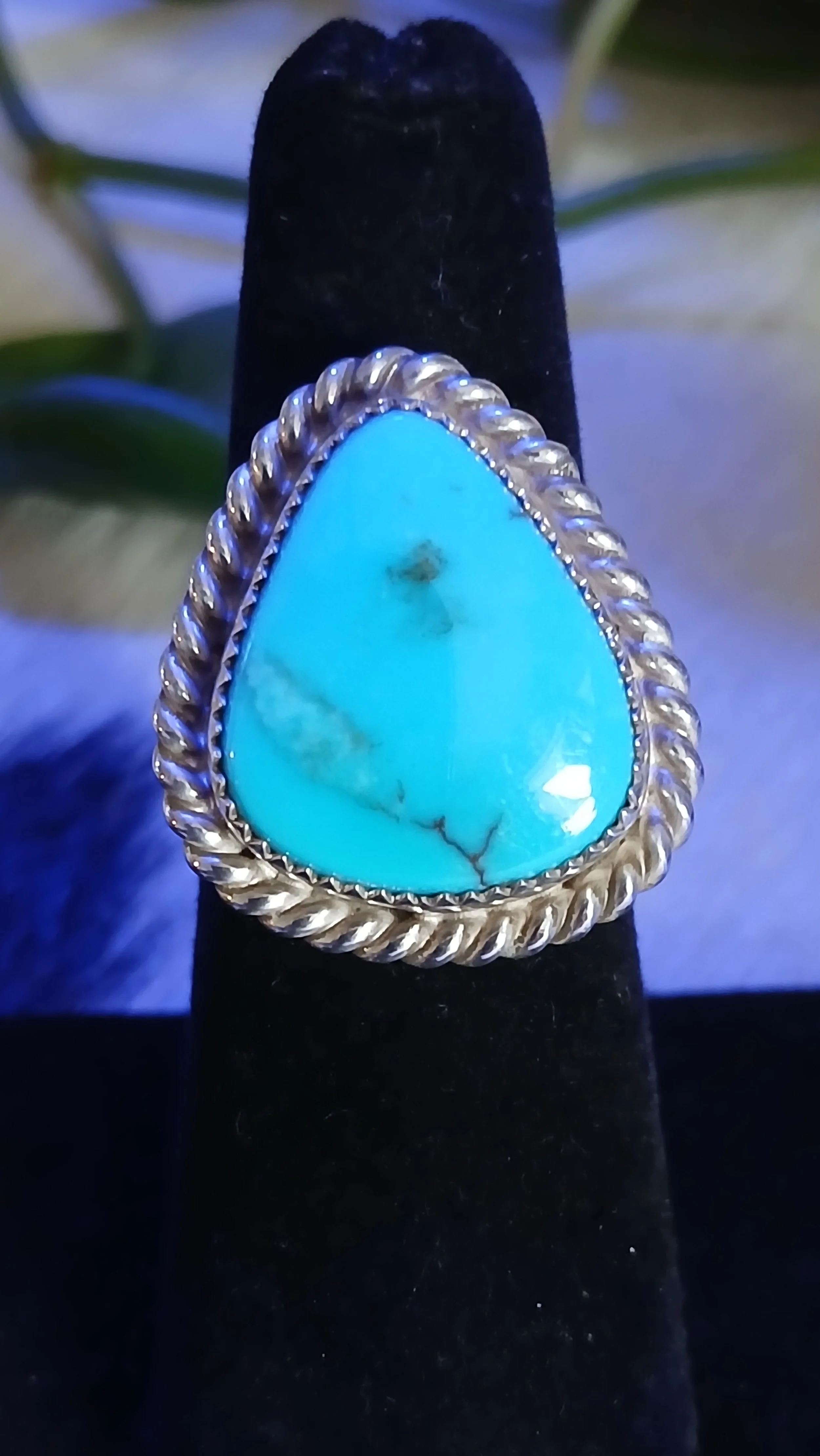 Beautiful Egyptian Turquoise and Sterling Ring - Size 6