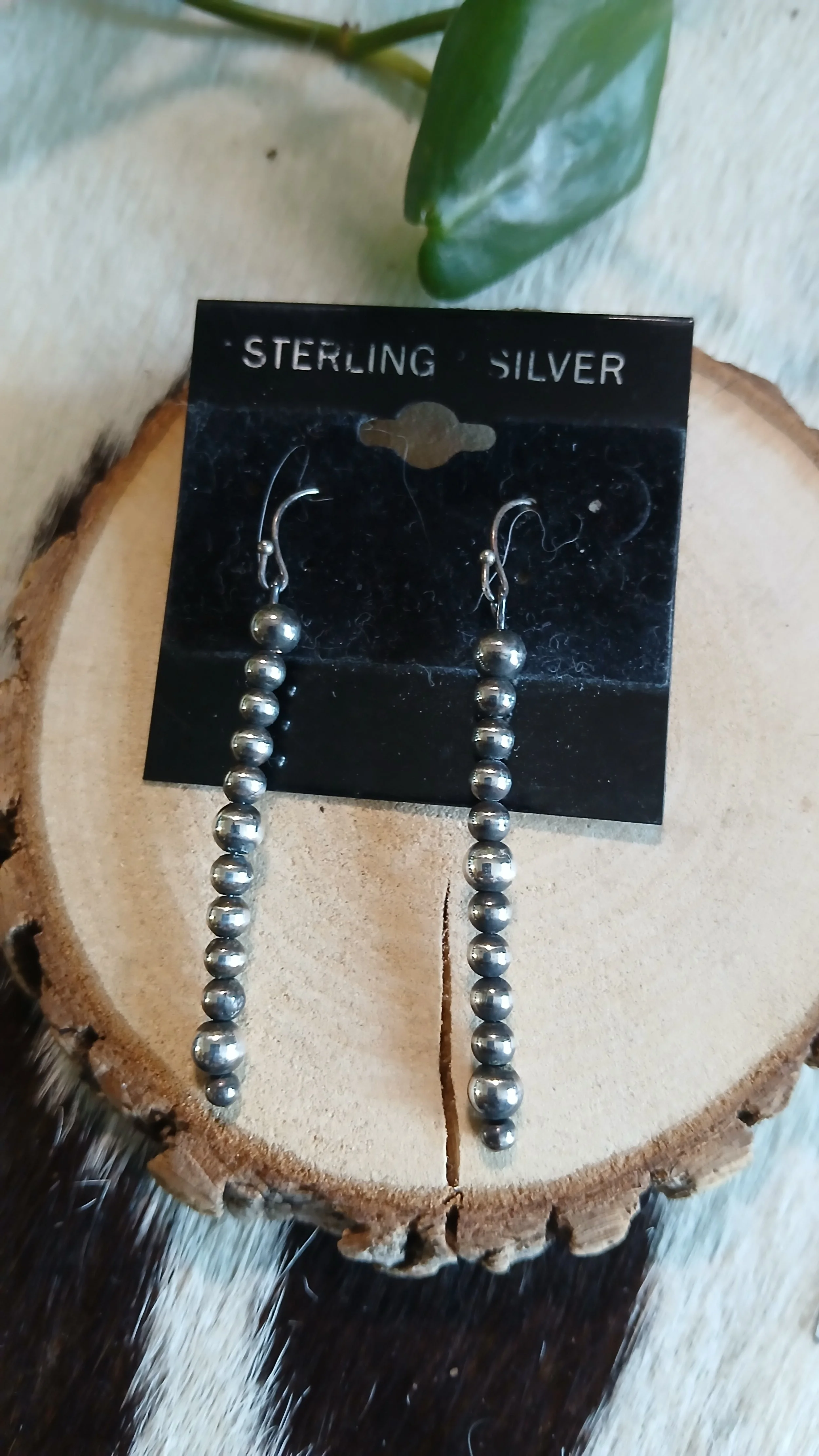 Sterling Navaho Pearl Drop Earrings